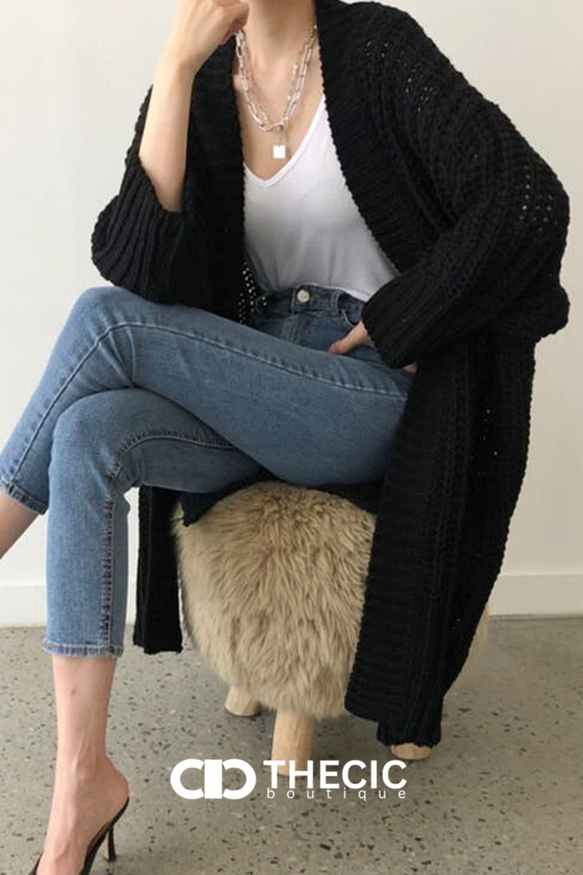 Chunky Knit Open Front Longline Cardigan