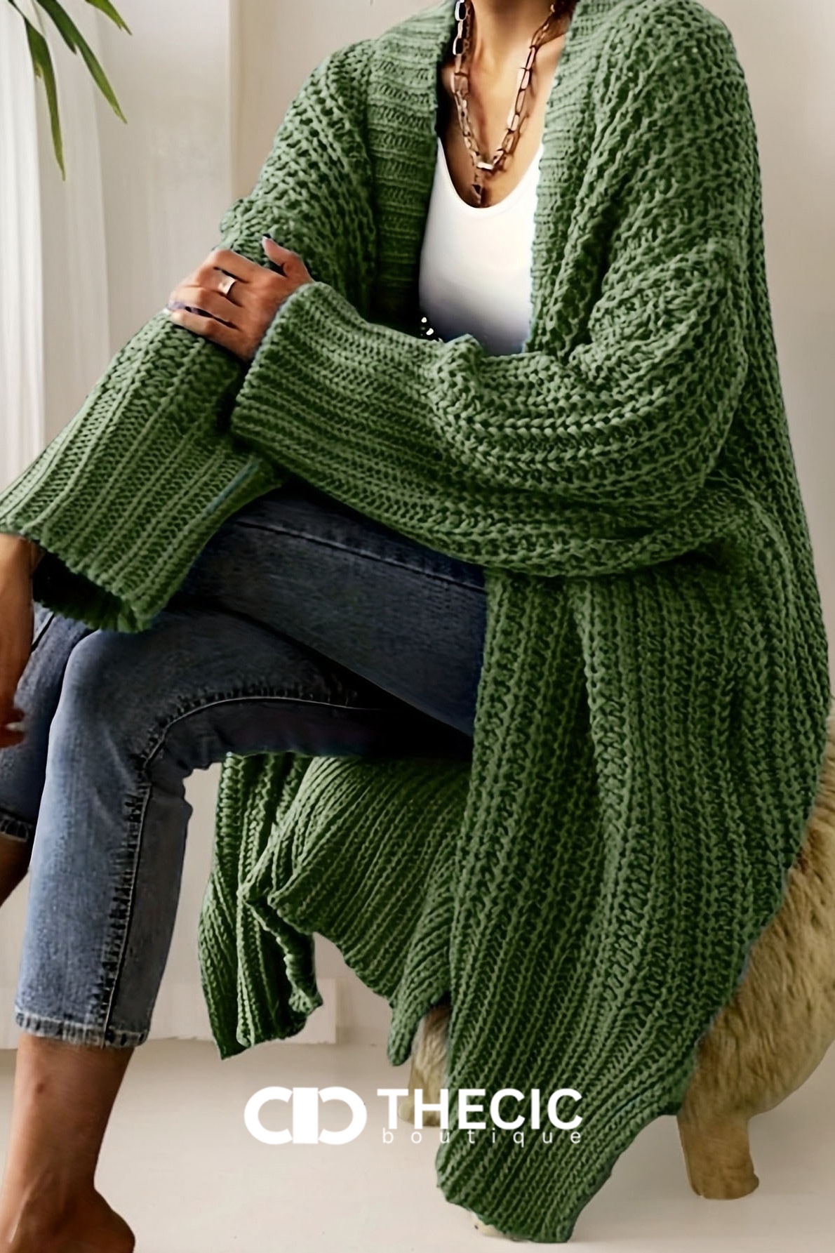 Chunky Knit Open Front Longline Cardigan