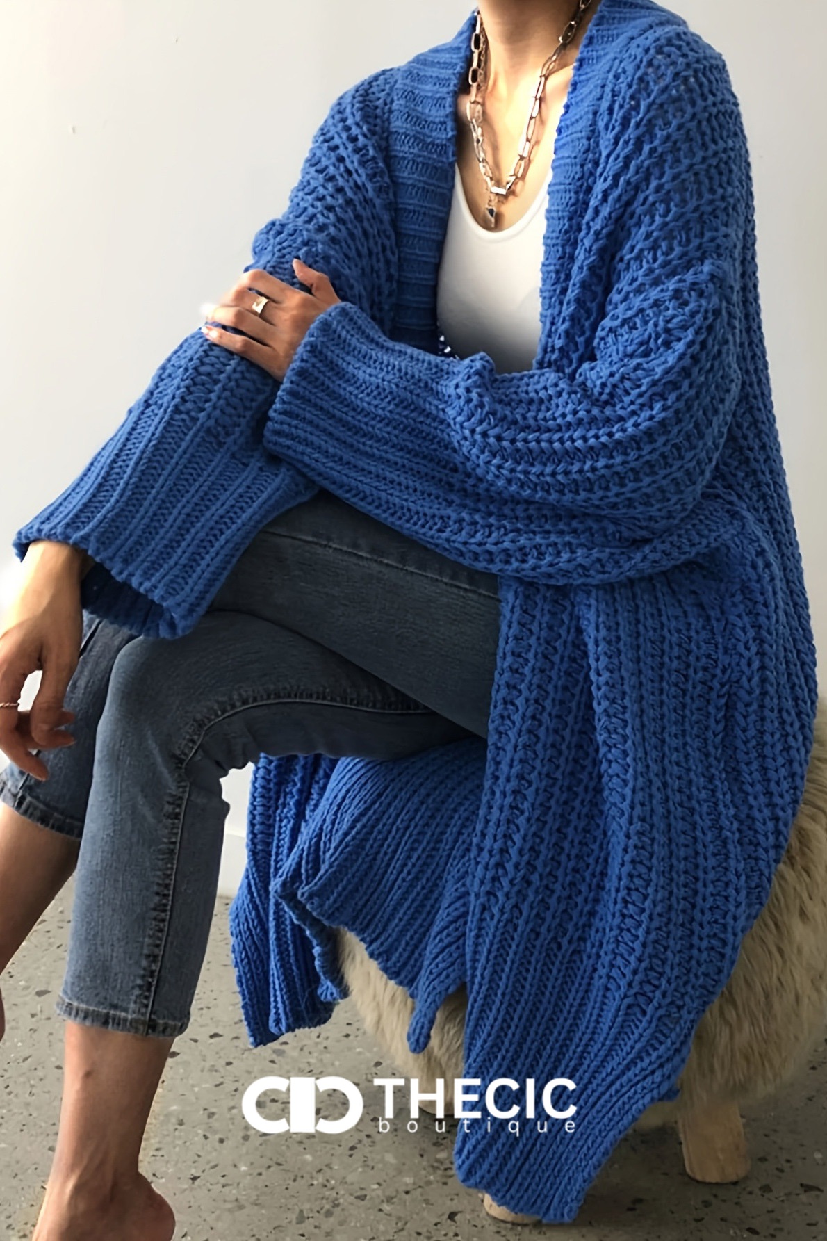 Chunky Knit Open Front Longline Cardigan