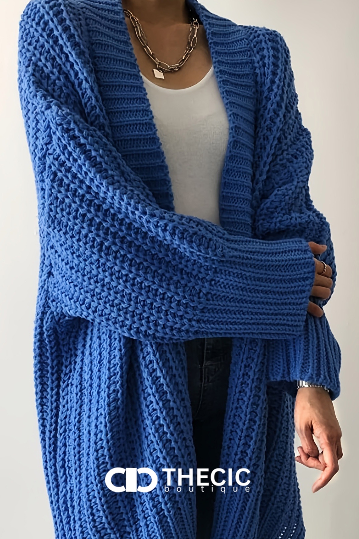 Chunky Knit Open Front Longline Cardigan