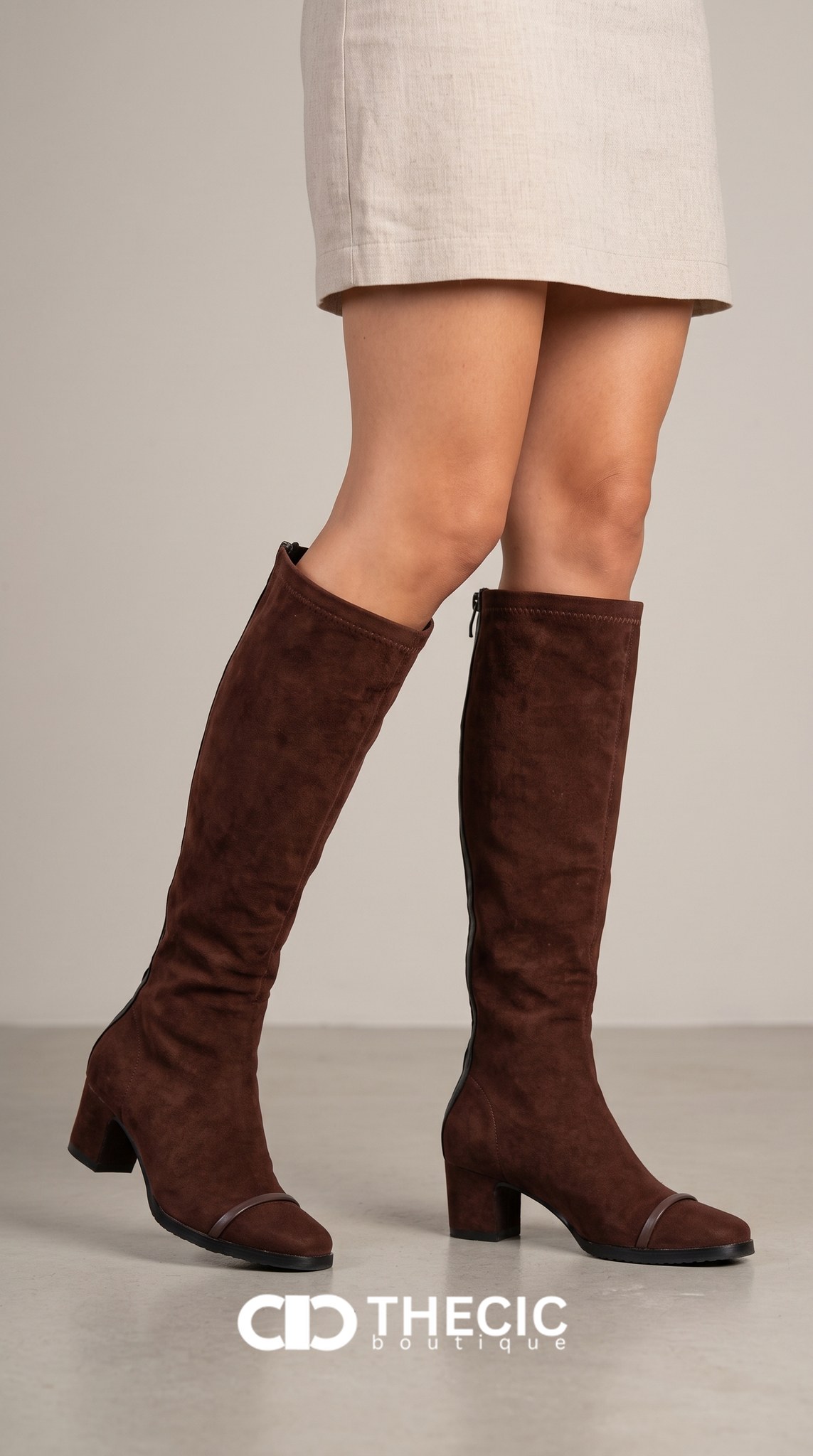 City Stride Suede Block Heel Knee-High Boots