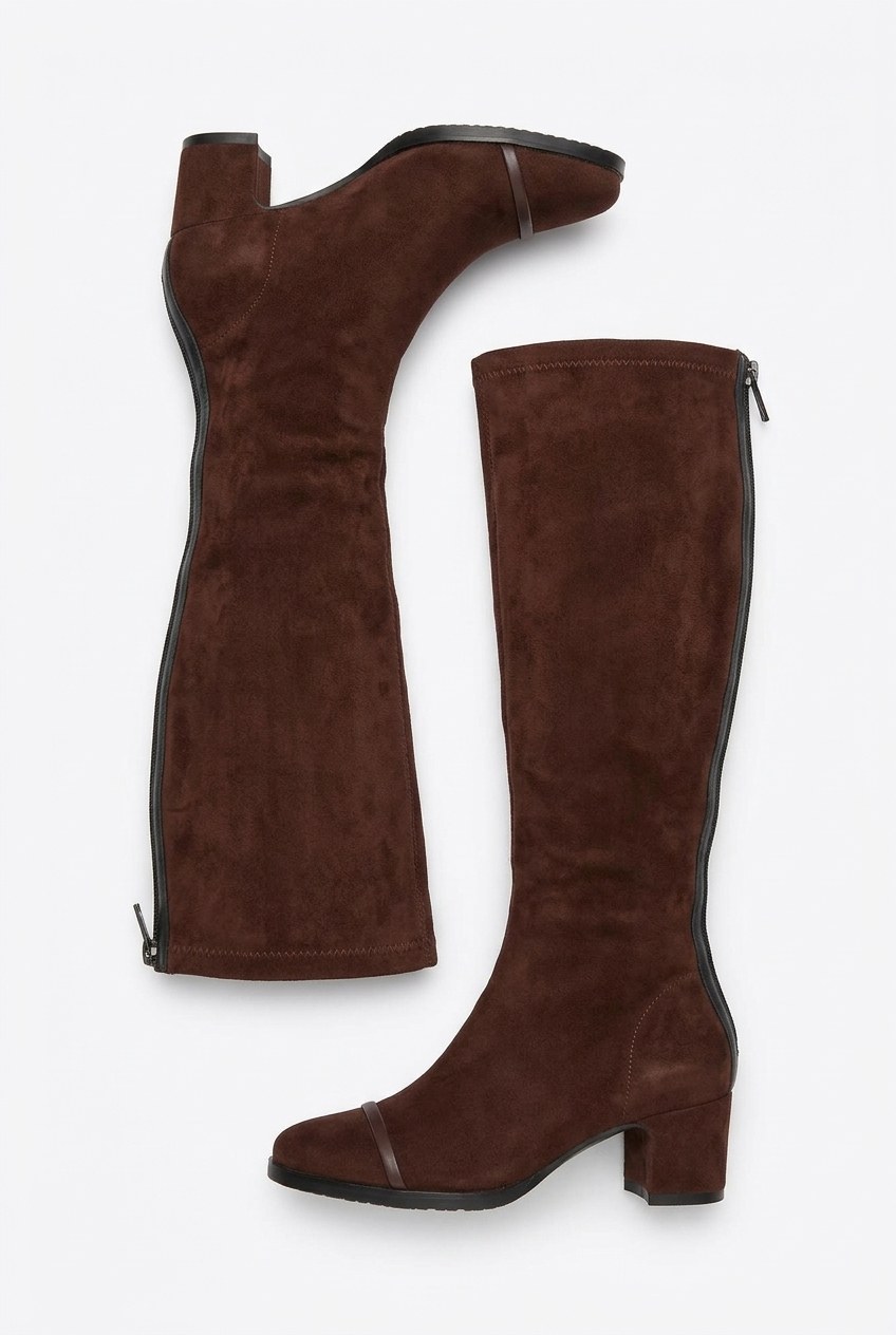 City Stride Suede Block Heel Knee-High Boots