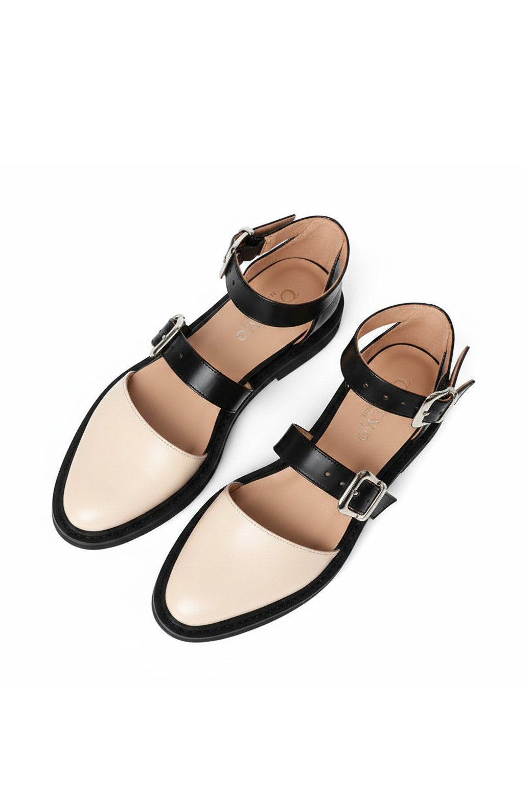 Color Contrast Buckle Flats