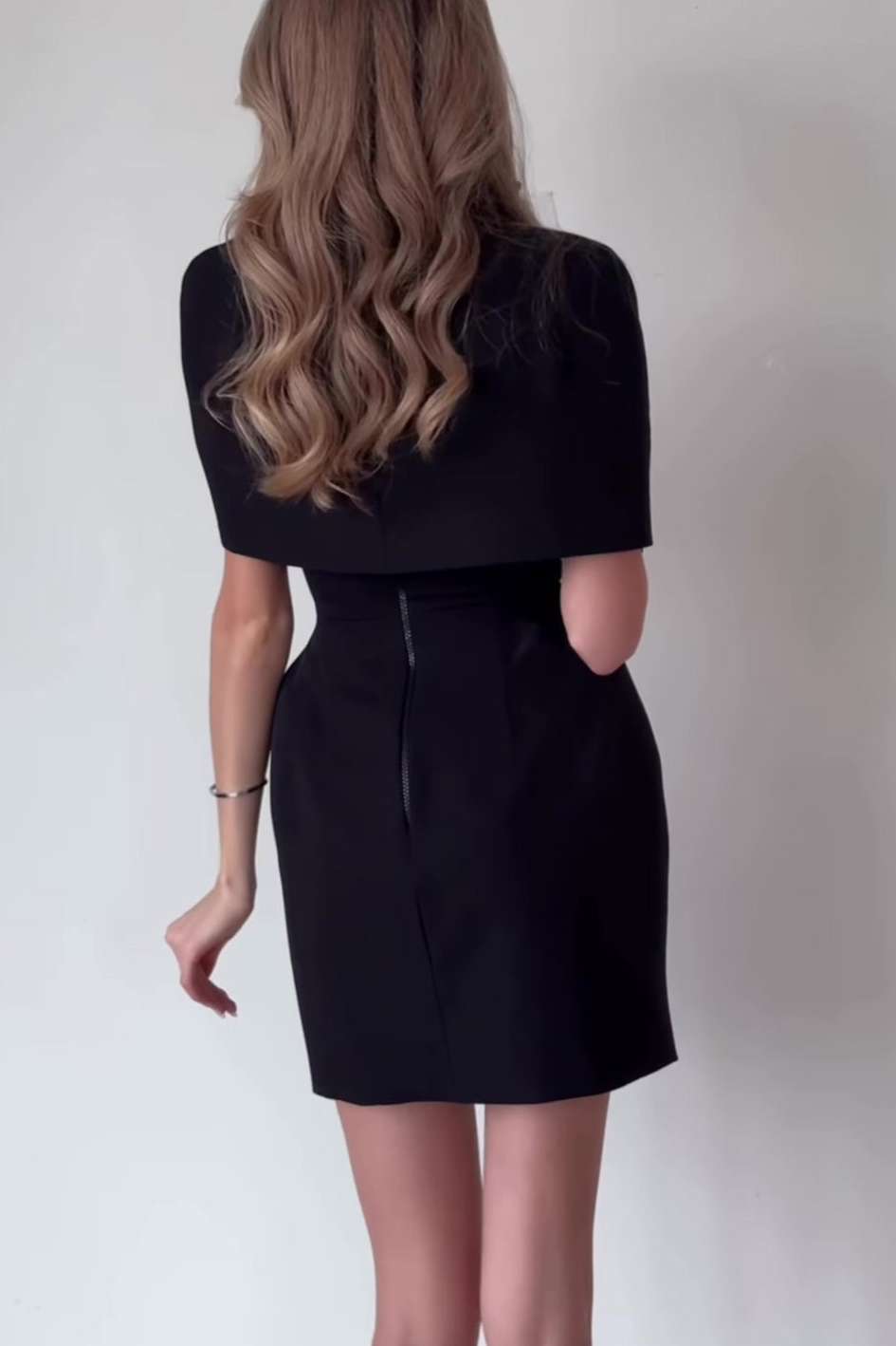Convertible Cape High-Neck Mini Dress