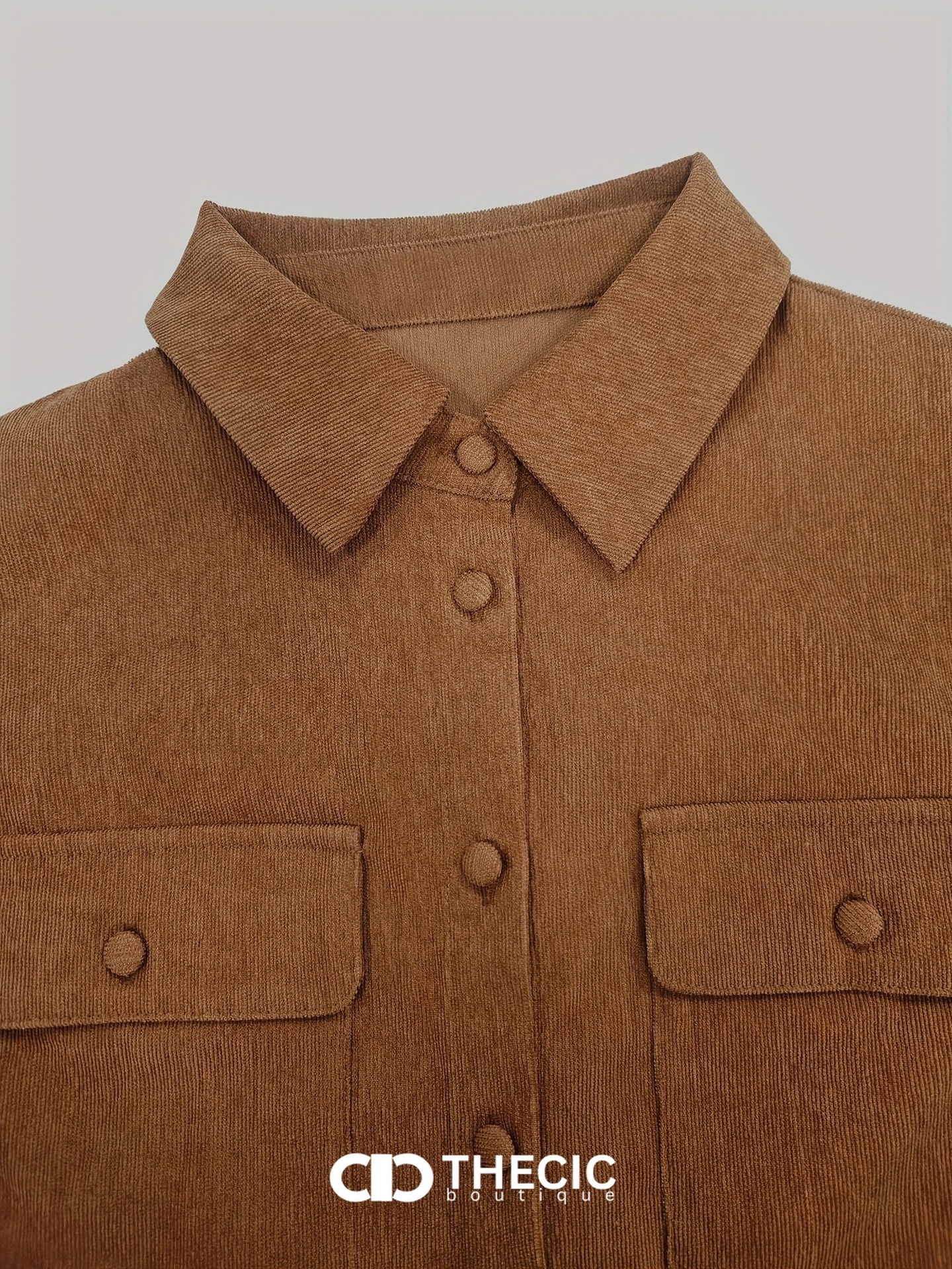 Corduroy Button-Front Midi Shirt Dress