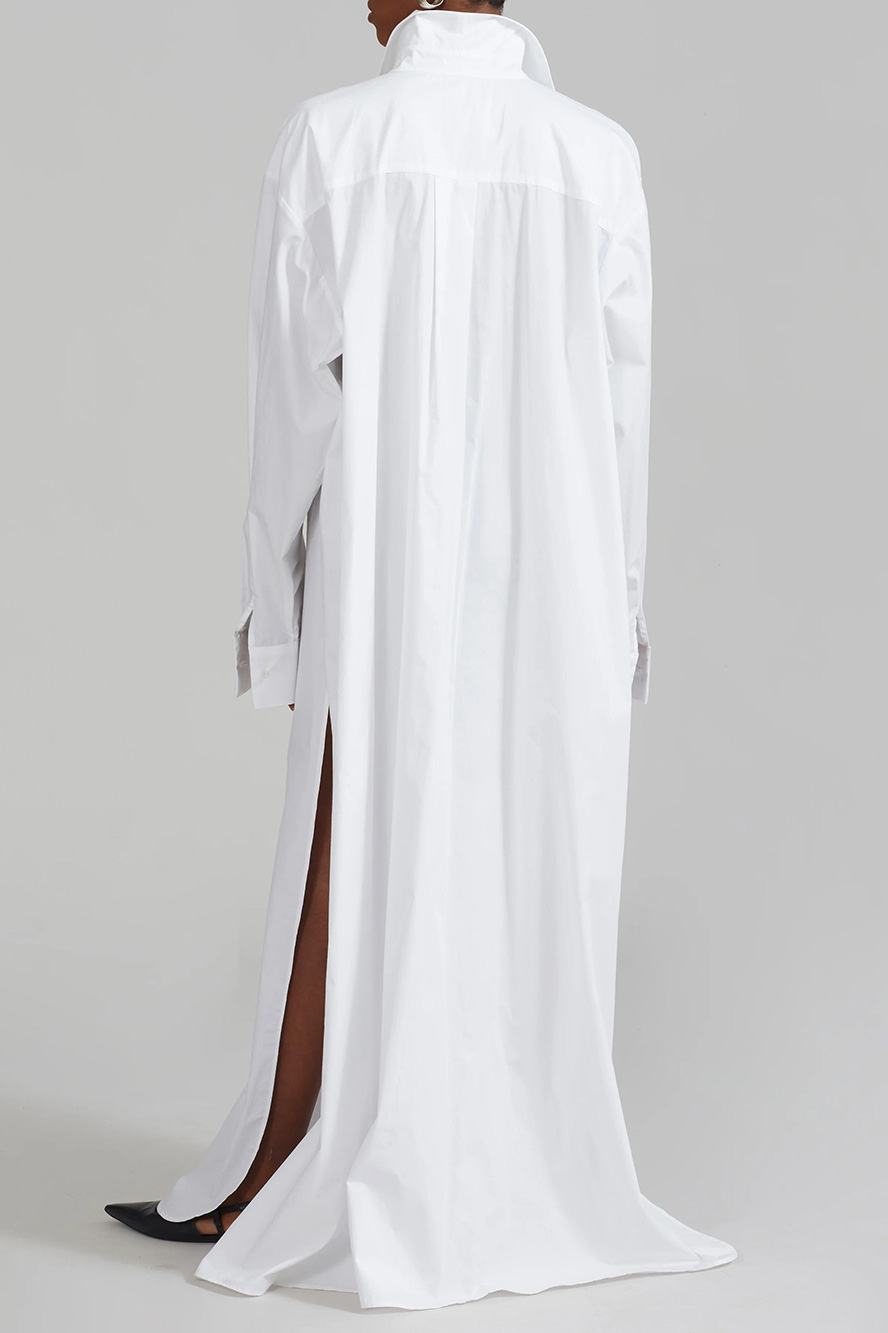 Cotton Oversized Side Slit Maxi Shirt Dress