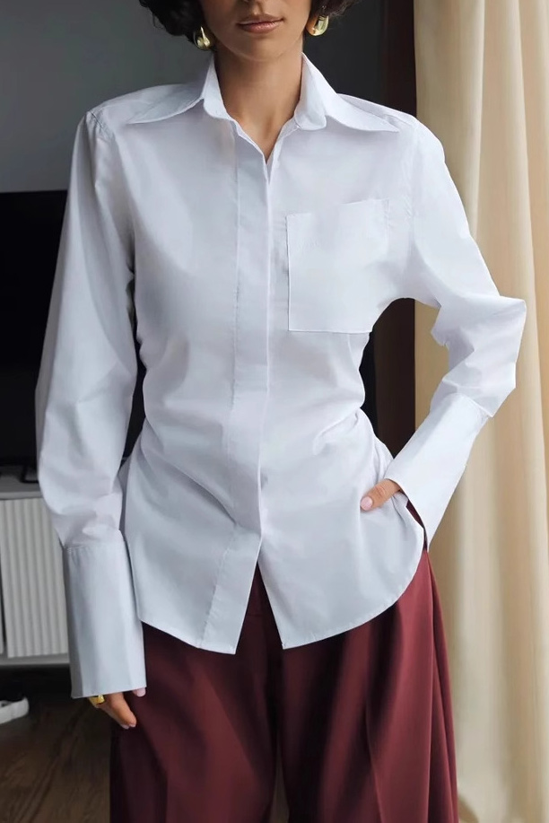Cotton Poplin Back Tie Button-Up Shirt