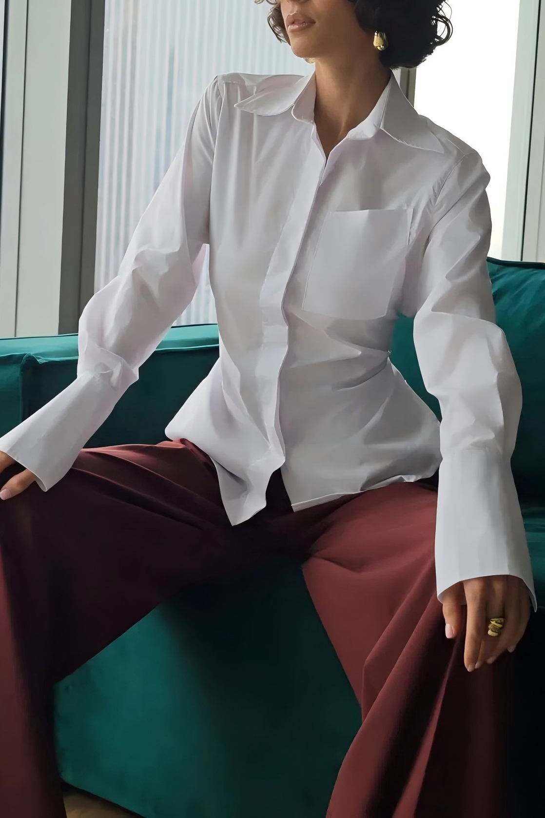 Cotton Poplin Back Tie Button-Up Shirt