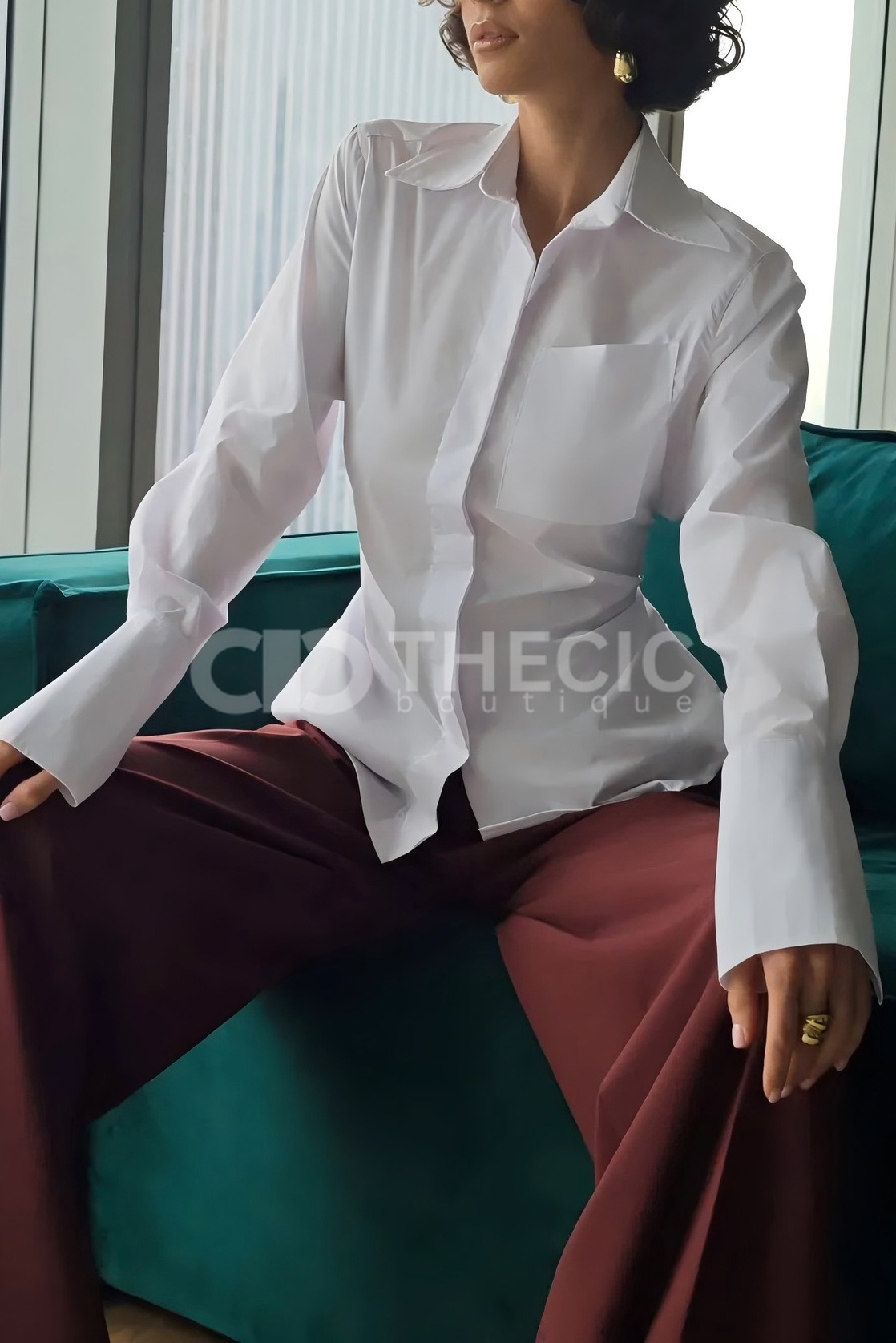 Cotton Poplin Back Tie Button-Up Shirt