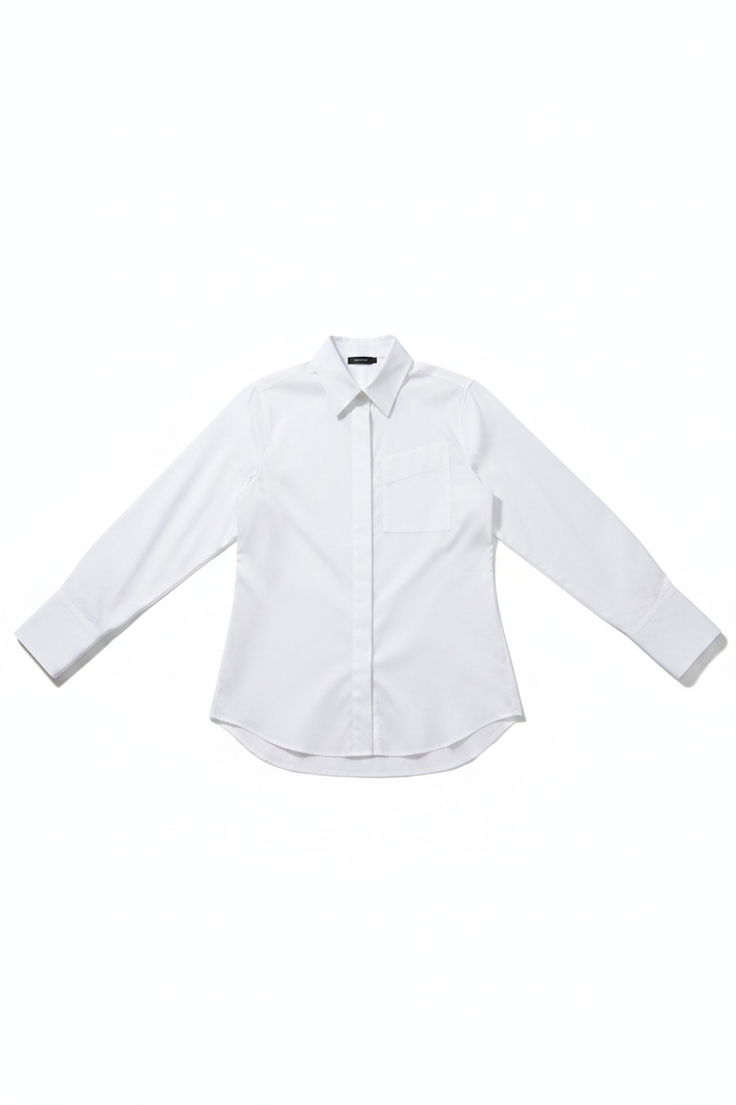 Cotton Poplin Back Tie Button-Up Shirt