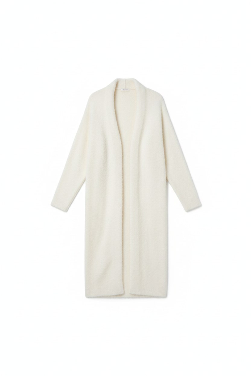 Cozy Fuzzy Knit Longline Open Cardigan