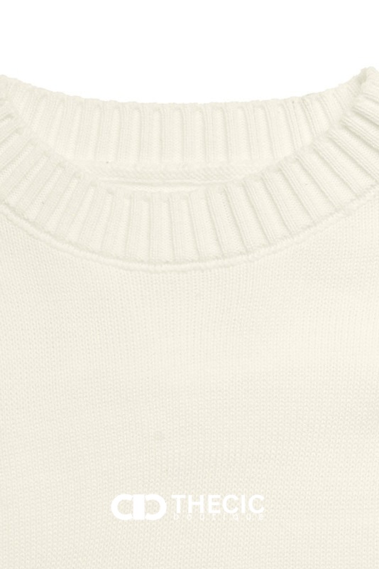 Crew Neck Ribbed Knit Bow Sweater
