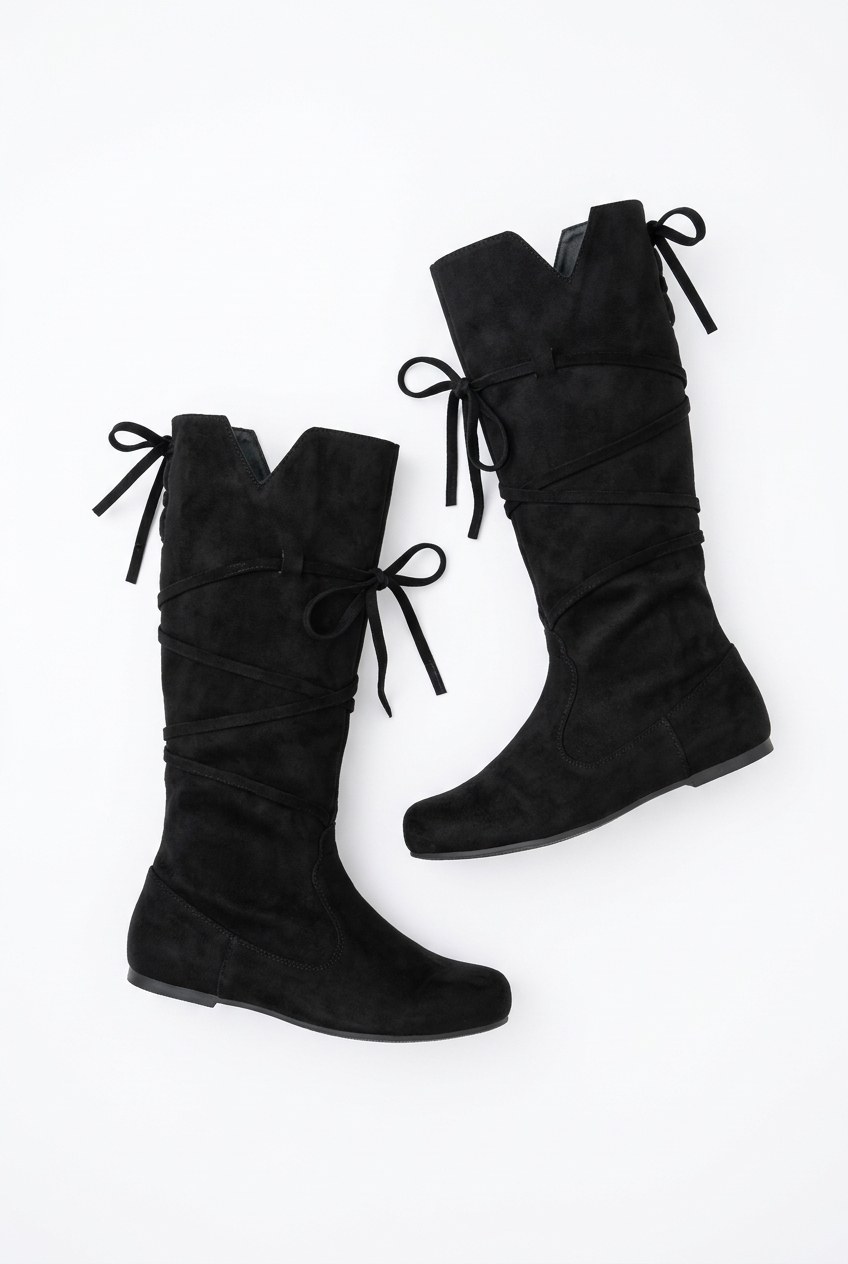 Criss-Cross Lace-Up Suede Flat Knee-High Boots