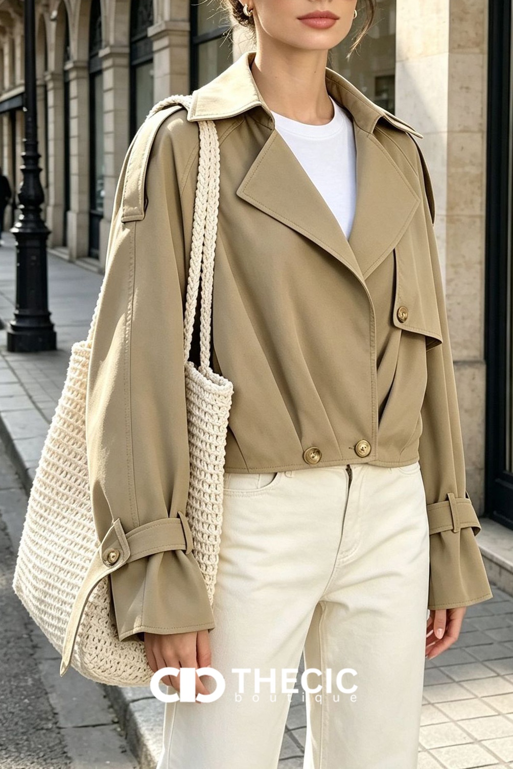 Cropped Trench Epaulet Storm Flap Jacket