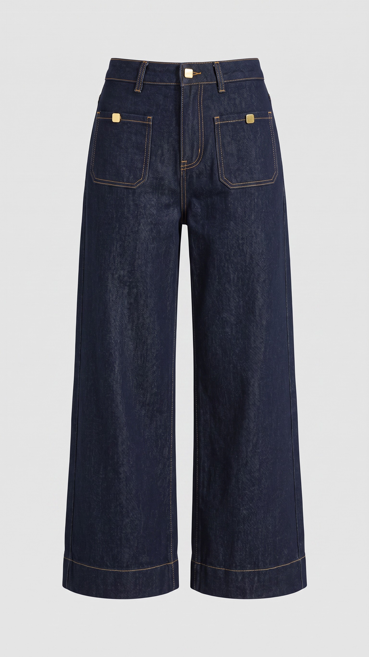 Denim Patch Pocket Wide-Leg Pants