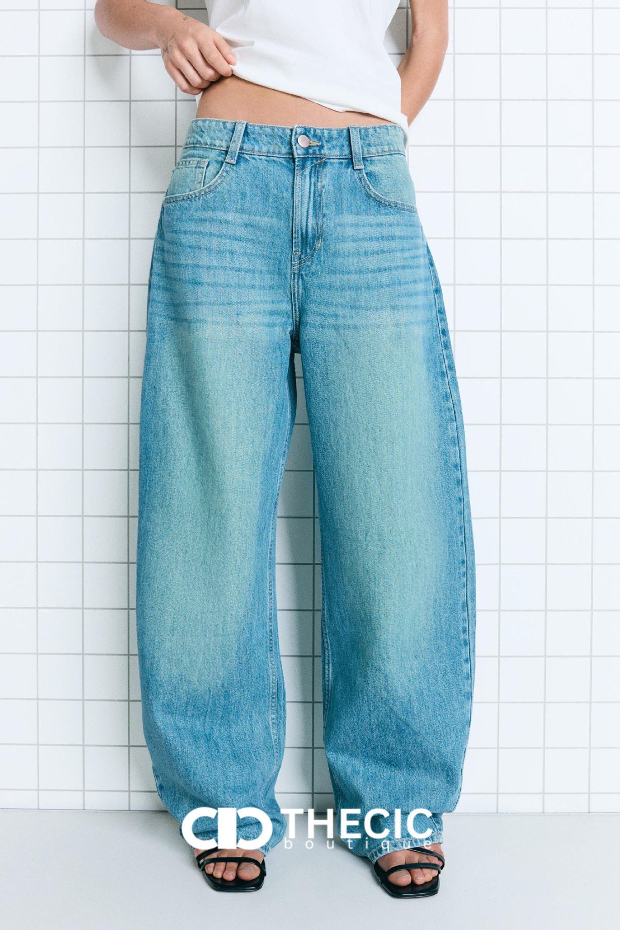 Denim Wide-Leg Relaxed Fit Pants