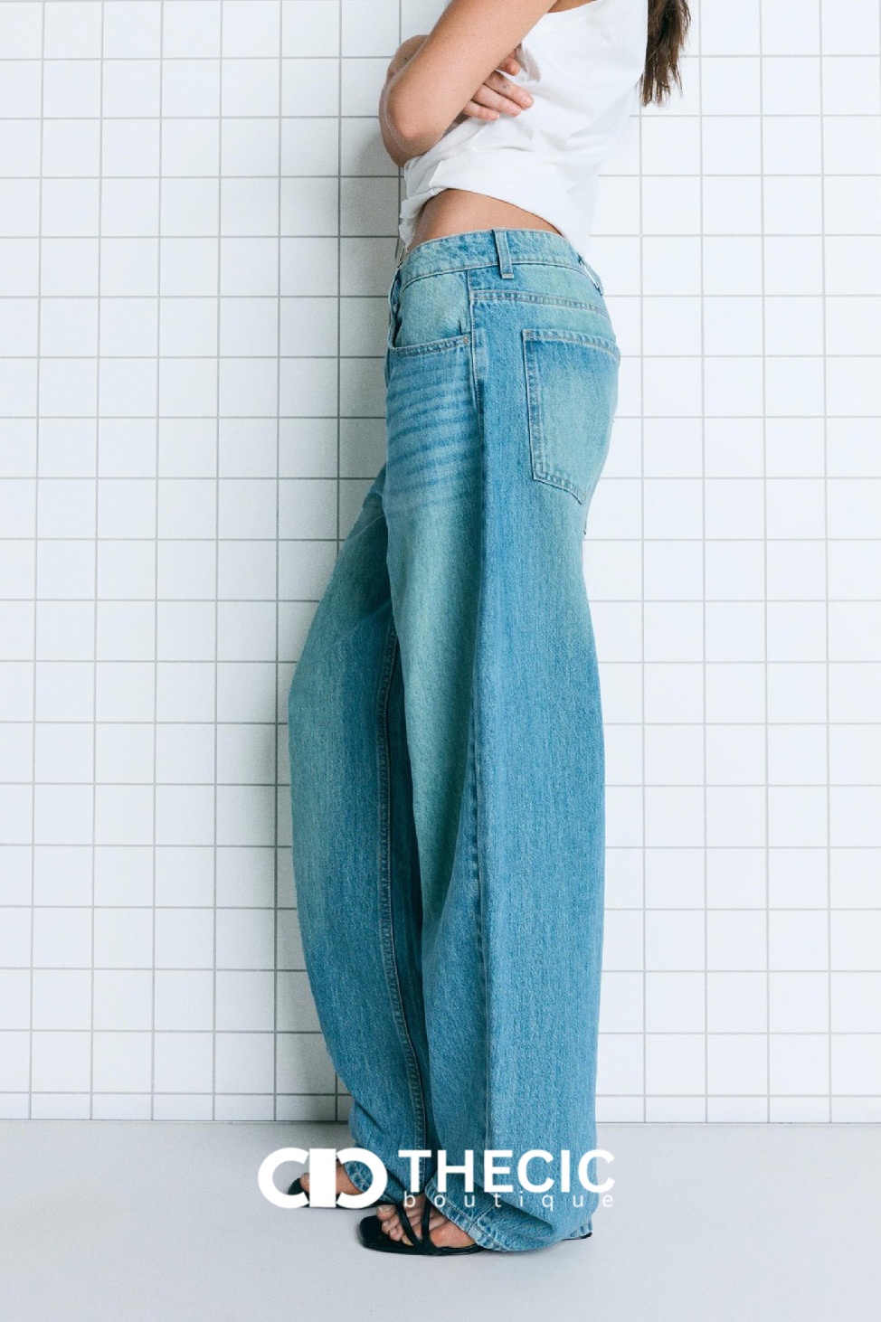 Denim Wide-Leg Relaxed Fit Pants