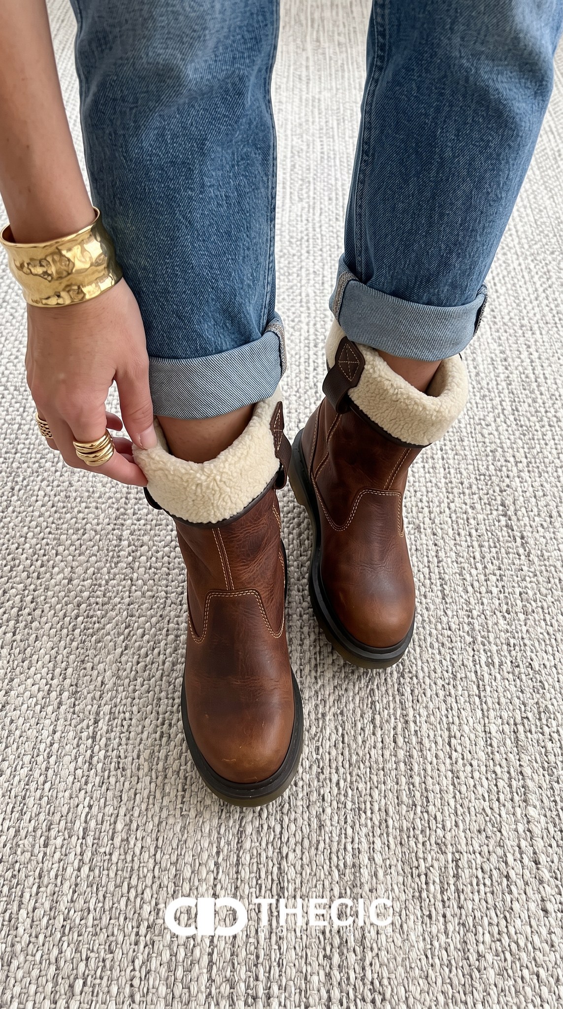 Distressed Leather Sherpa Lined Pull-On Boots