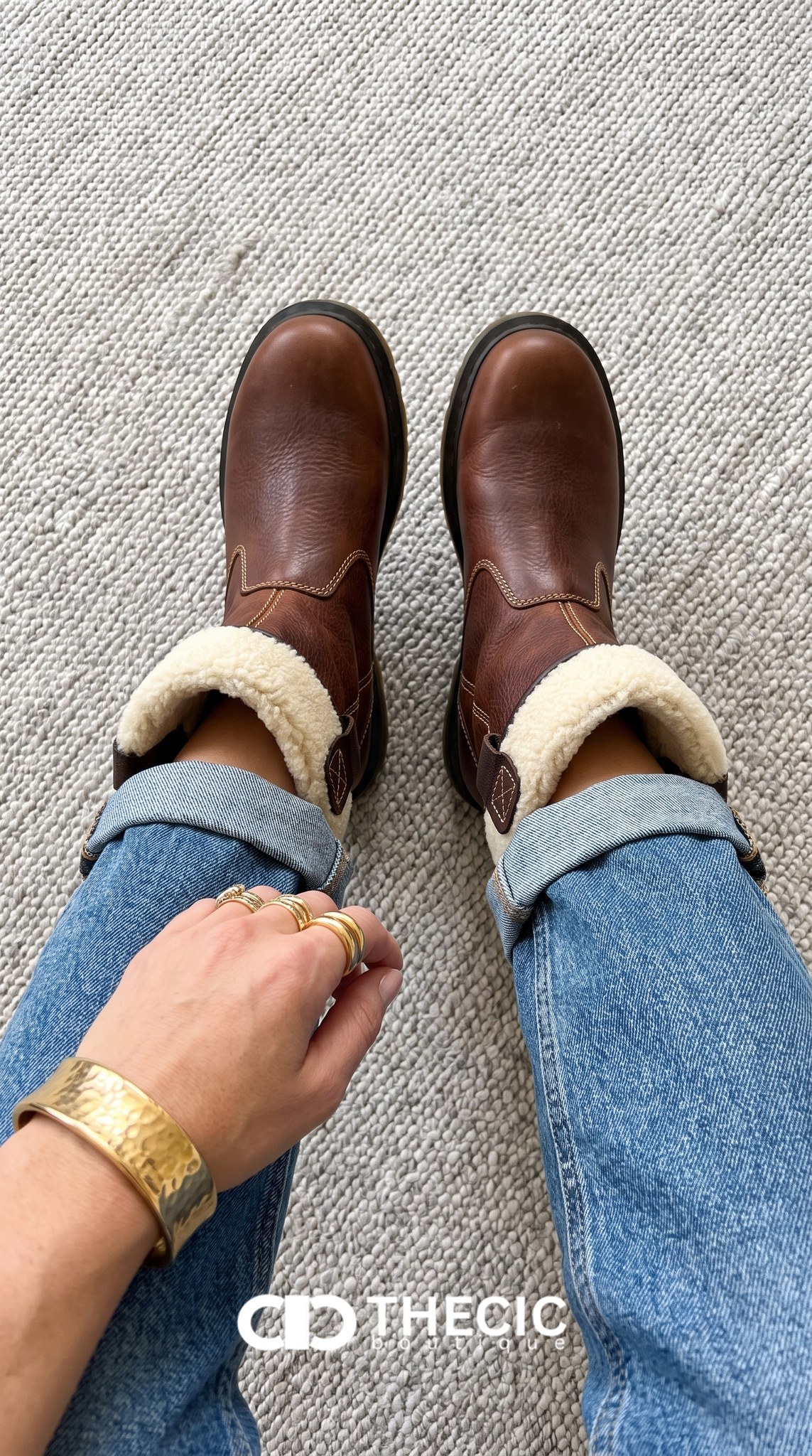Distressed Leather Sherpa Lined Pull-On Boots