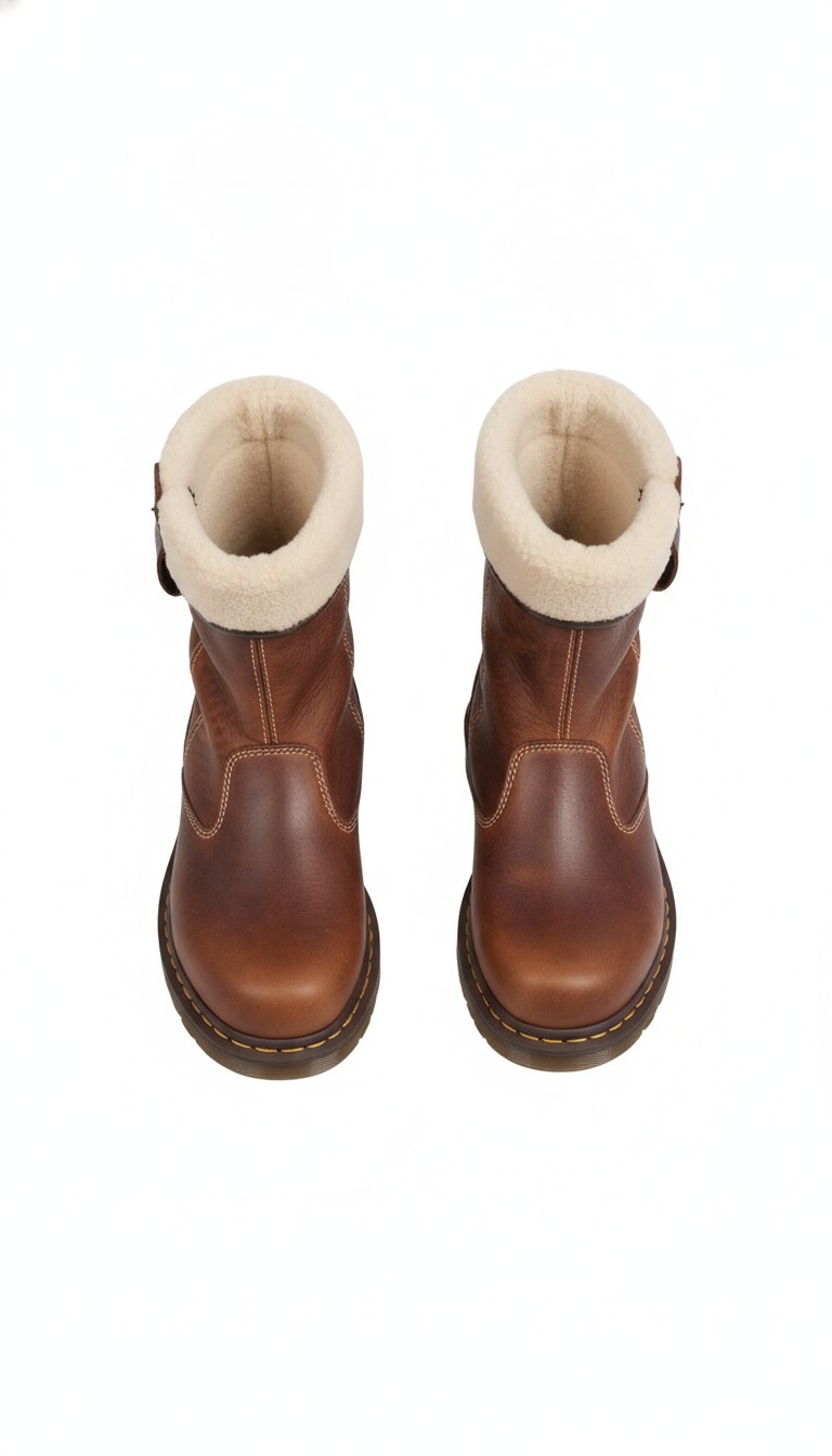 Distressed Leather Sherpa Lined Pull-On Boots