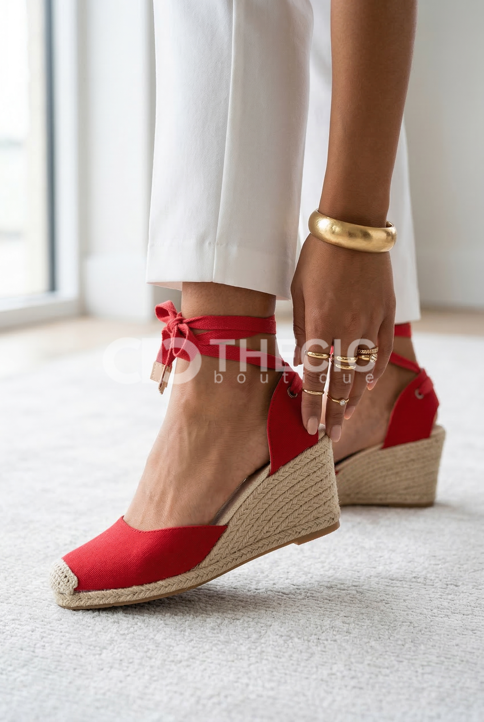 Espadrille Wedge Ankle-Tie Closed-Toe Sandals