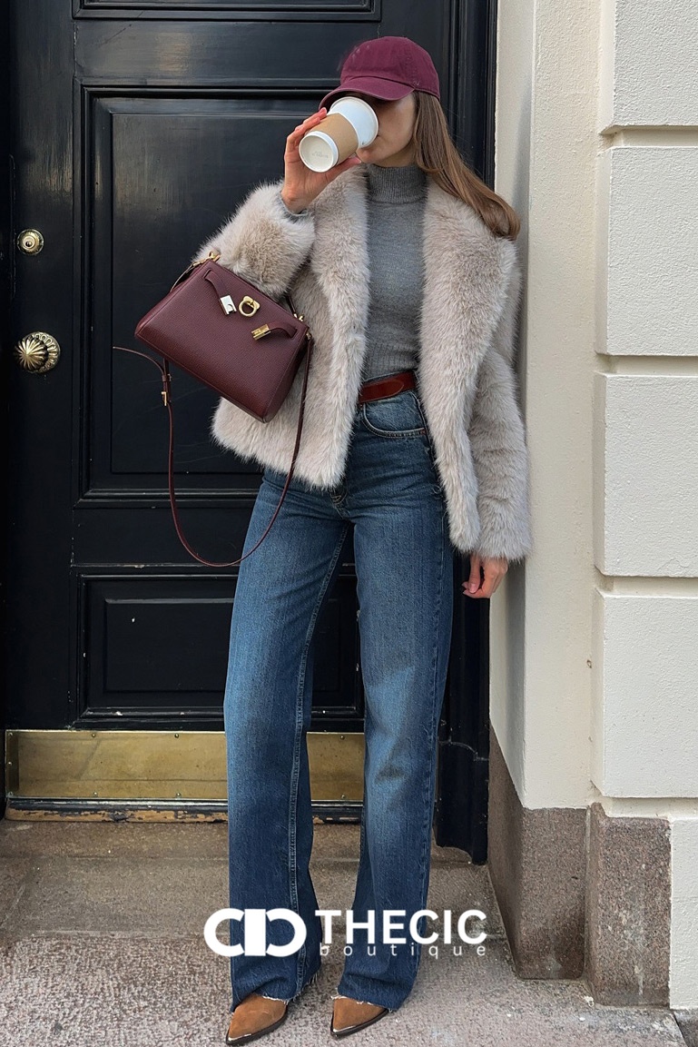 Faux Fur Cropped Wide Collar Jacket