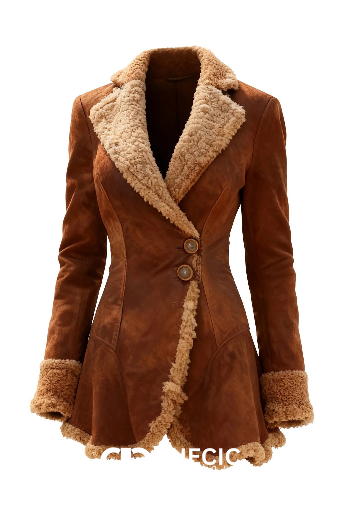 Faux Fur Trim Fitted Asymmetrical Button Winter Coat