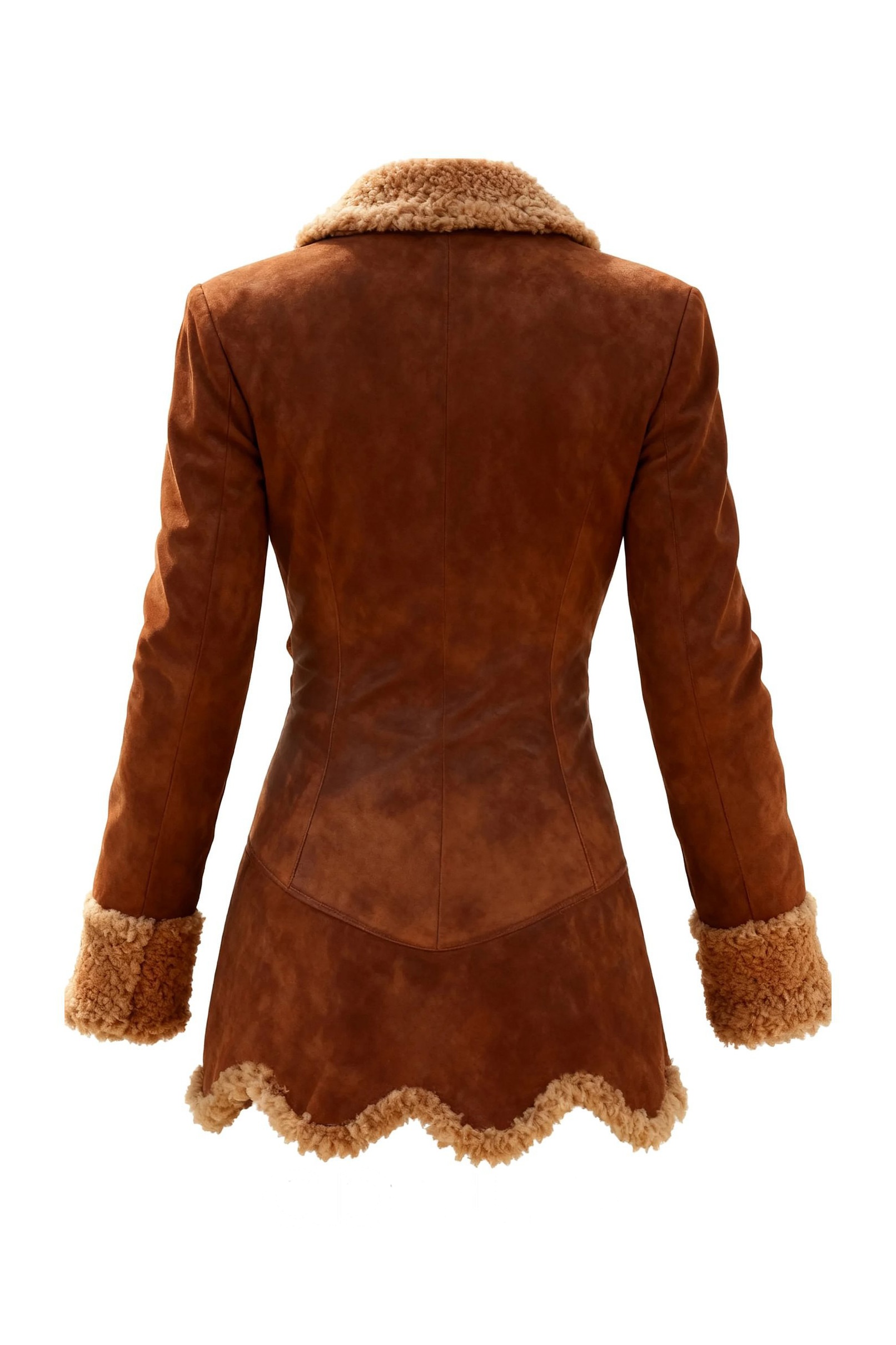 Faux Fur Trim Fitted Asymmetrical Button Winter Coat