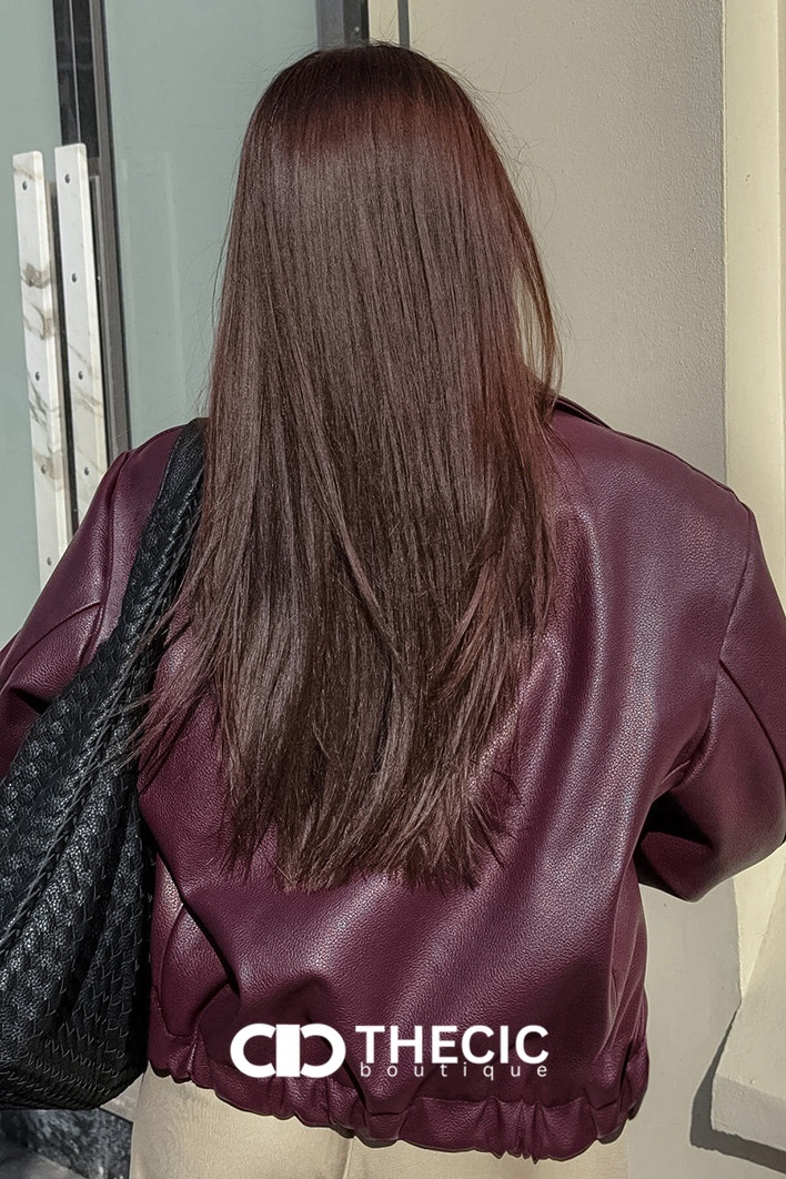 Faux Leather Oversized Wide Collar Bomber Jacket