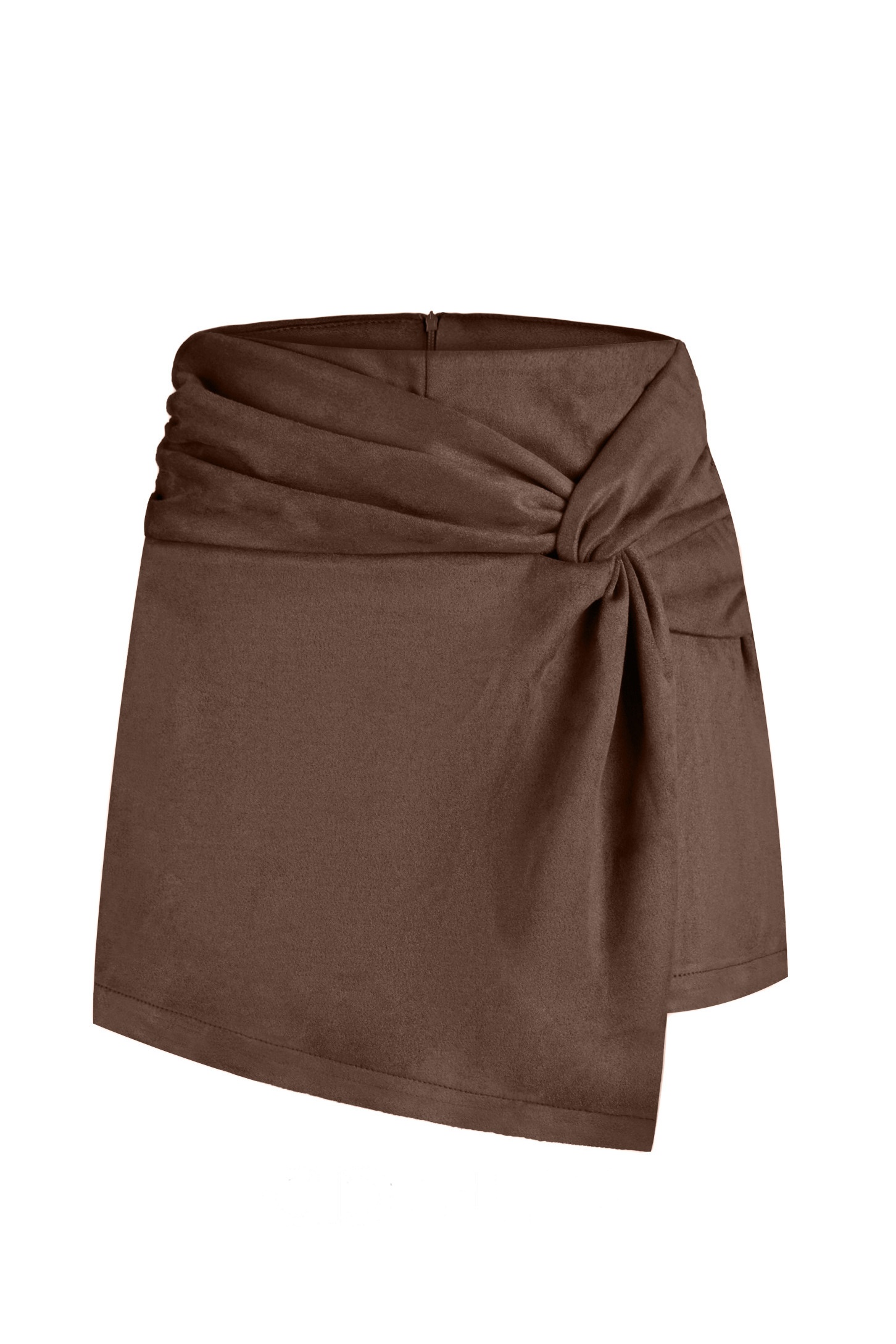 Faux Suede Twisted Front Mini Skirt