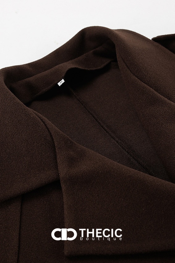Felted Double-Breasted Cropped Tie-Waist Jacket