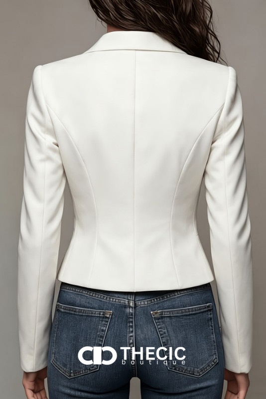 Fitted Notched Lapel Single-Button Blazer