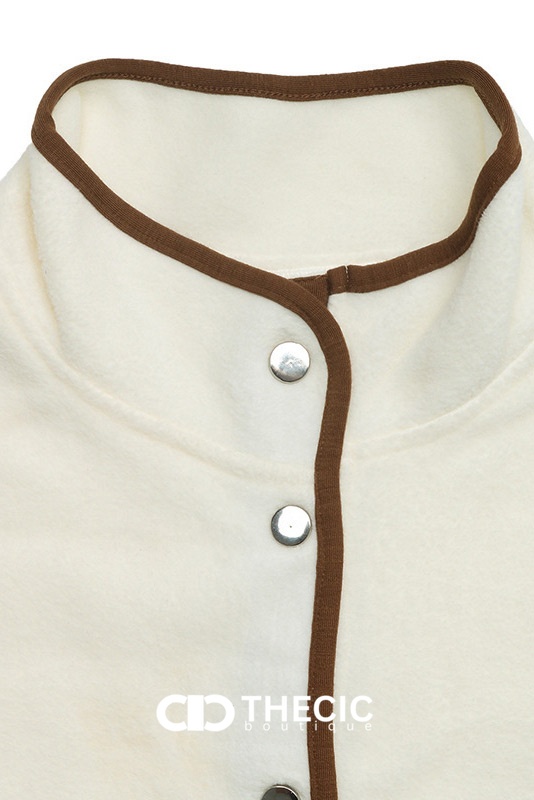 Fleece Stand Collar Contrast Trim Jacket
