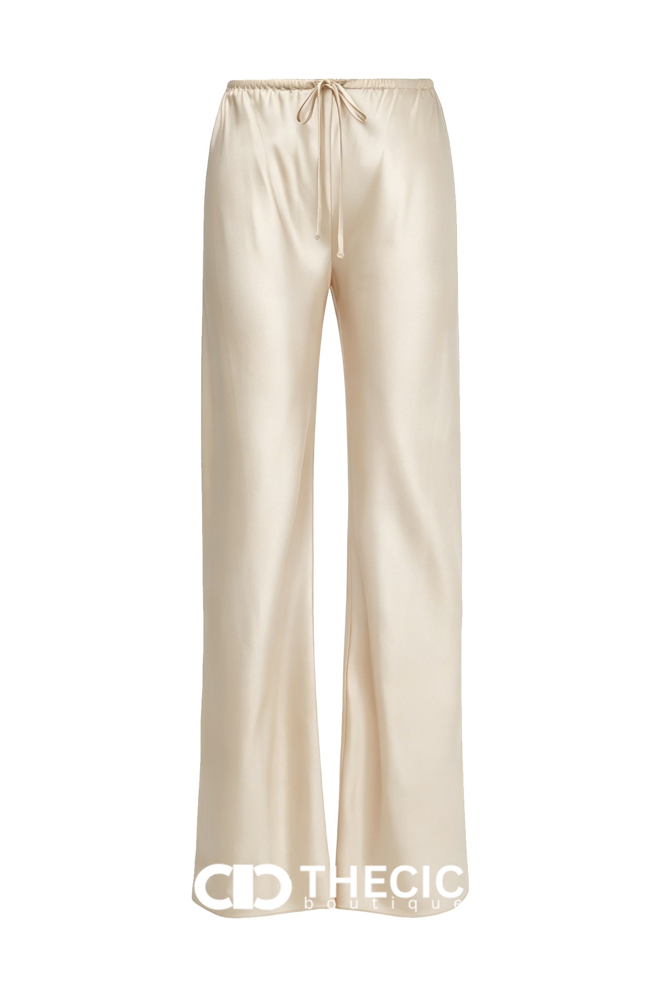 Flowy Satin Drawstring Waist Wide-Leg Pants