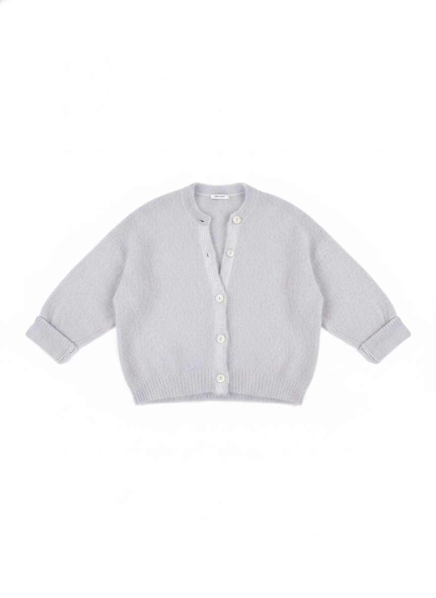 Fuzzy Knit Button-Front Relaxed Cardigan
