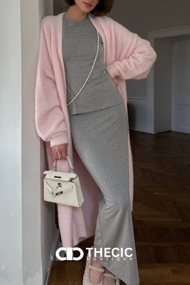 Cozy Fuzzy Knit Longline Open Cardigan