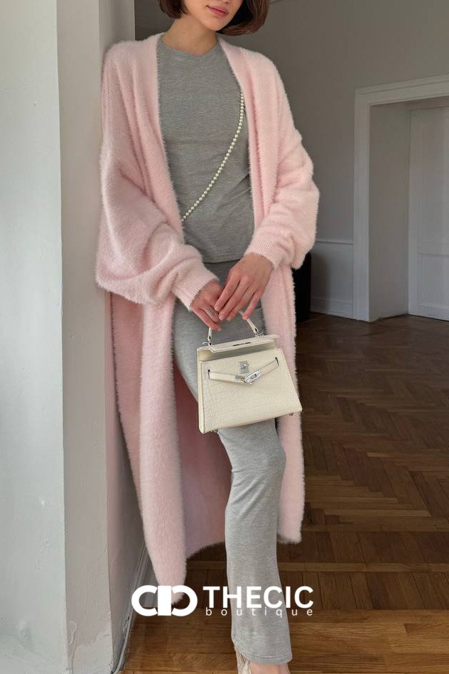 Cozy Fuzzy Knit Longline Open Cardigan