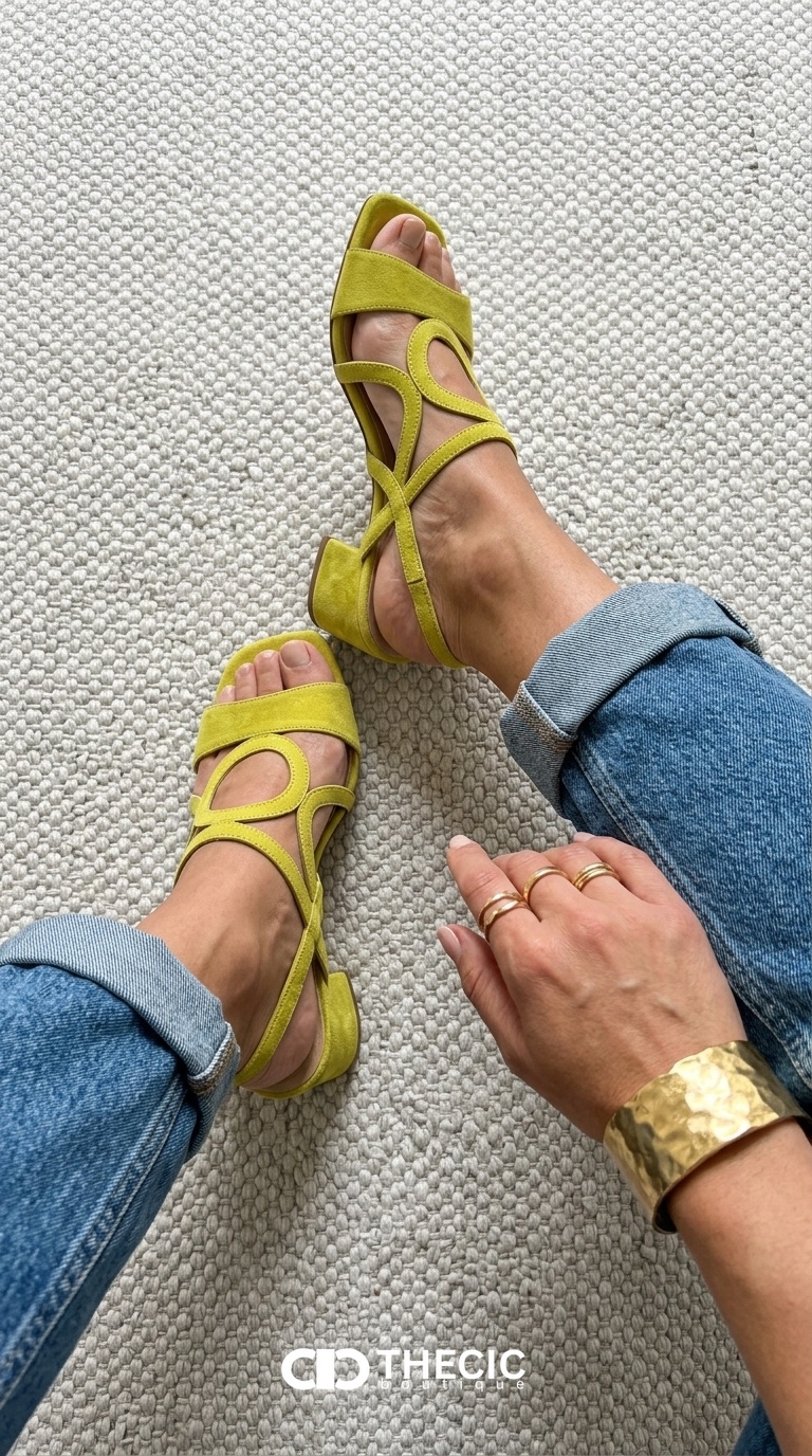 Geometric Cut-Out Block Heel Sandals