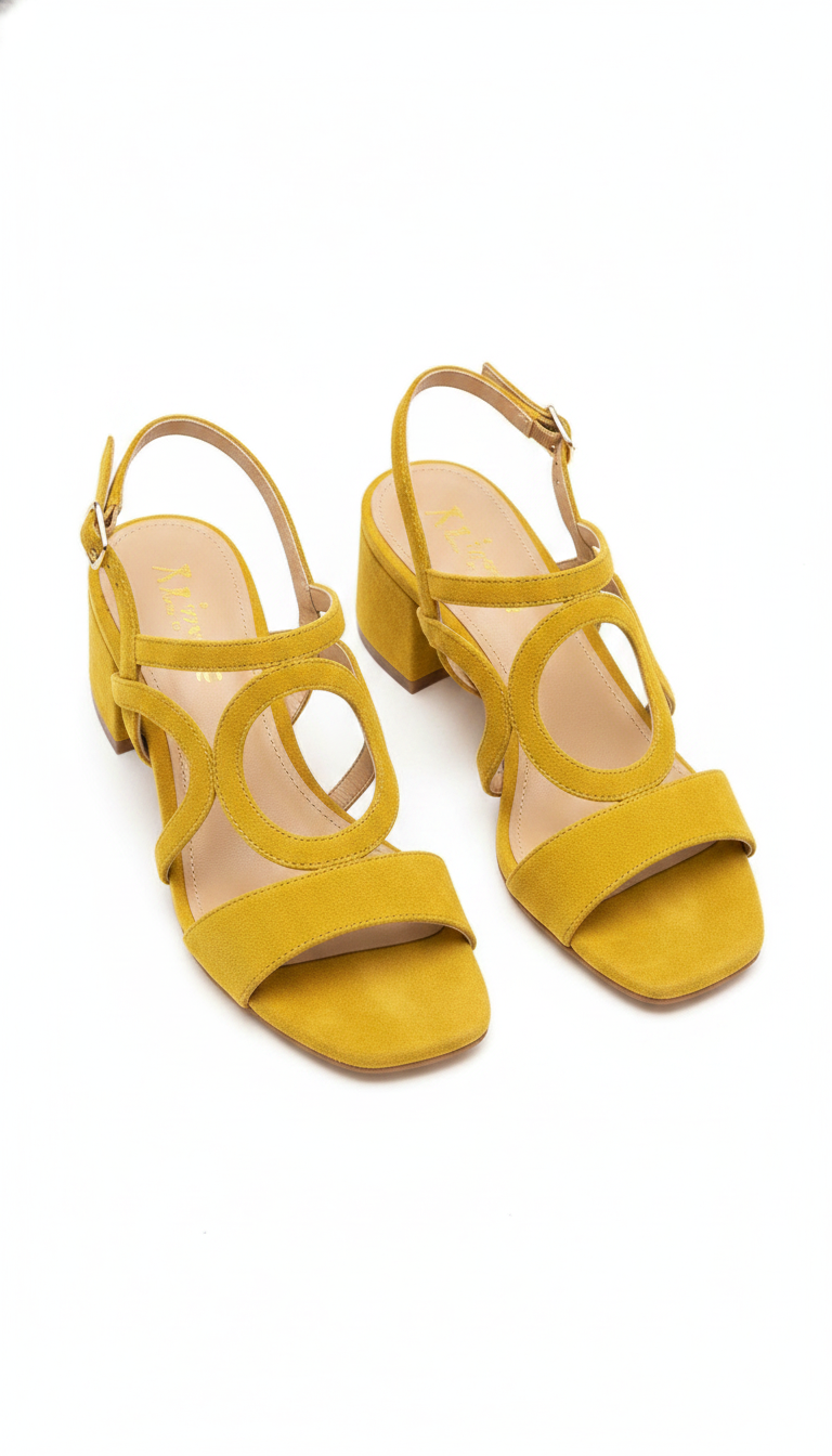 Geometric Cut-Out Block Heel Sandals