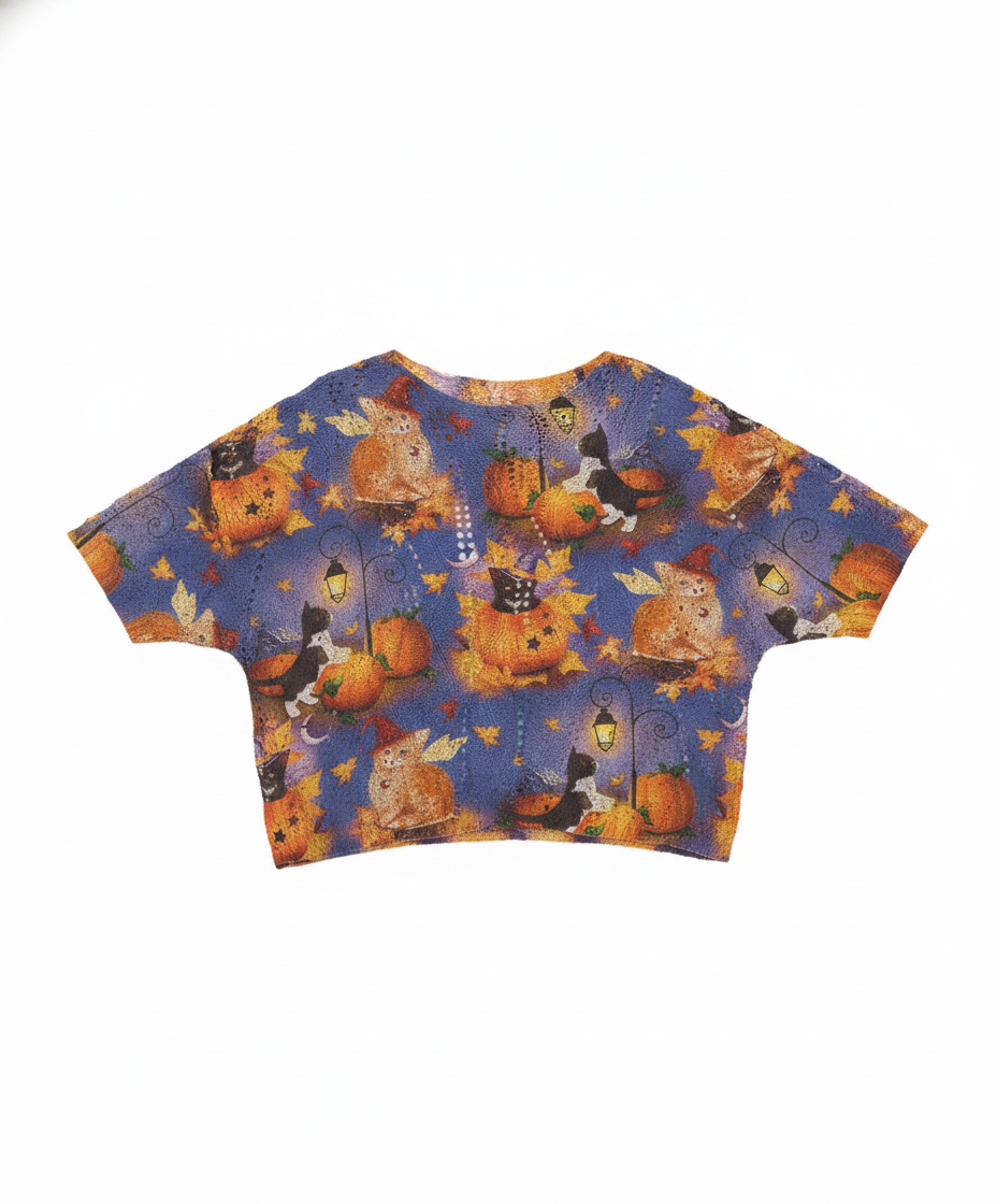 Halloween Print Crochet Knit Batwing Sweater