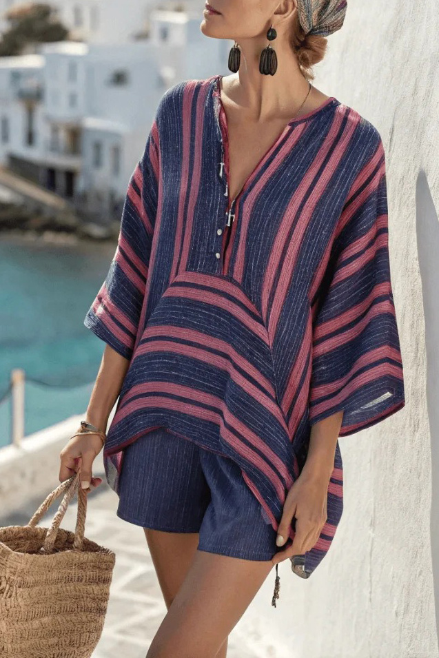 Ischia Bloom Cotton Linen Matching Set