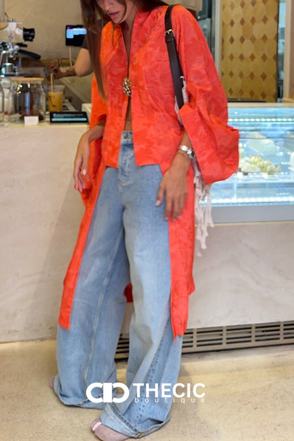 Jacquard Kimono Sleeve Open Front Cardigan