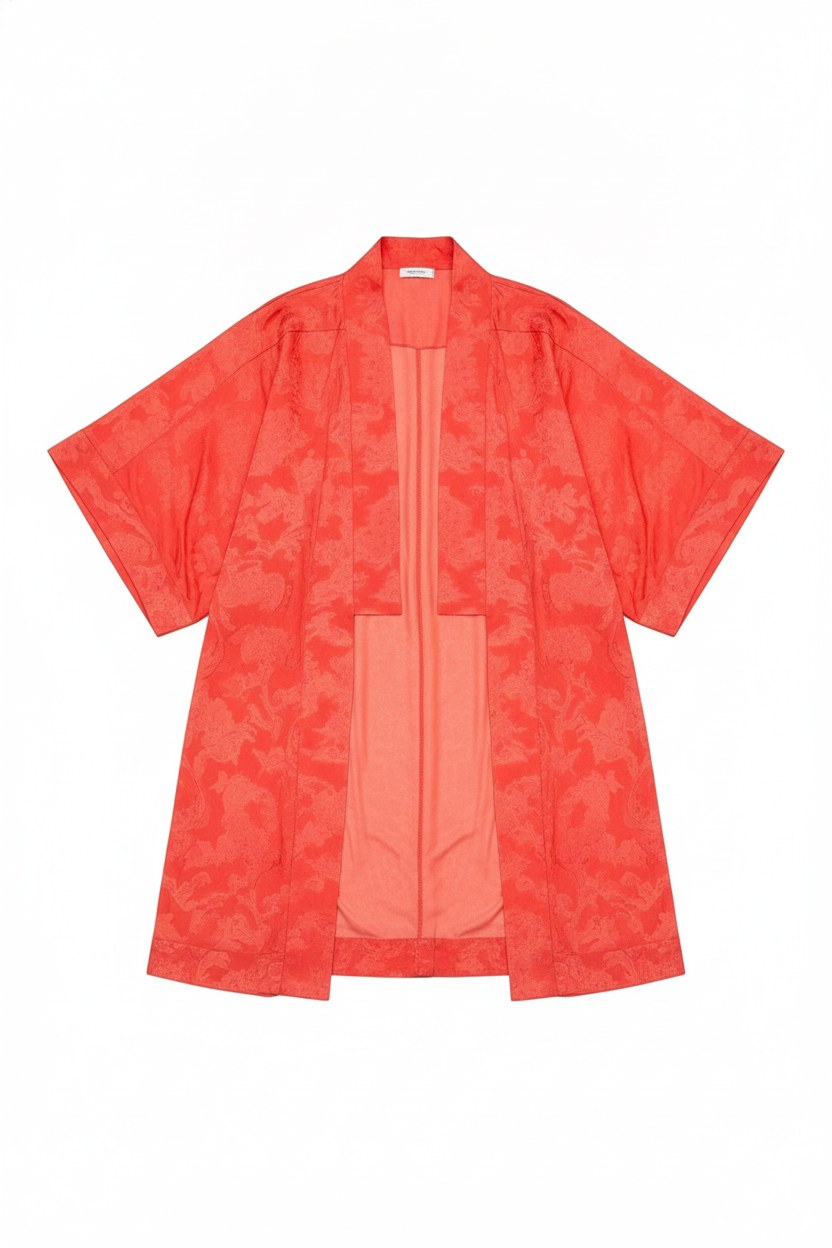 Jacquard Kimono Sleeve Open Front Cardigan