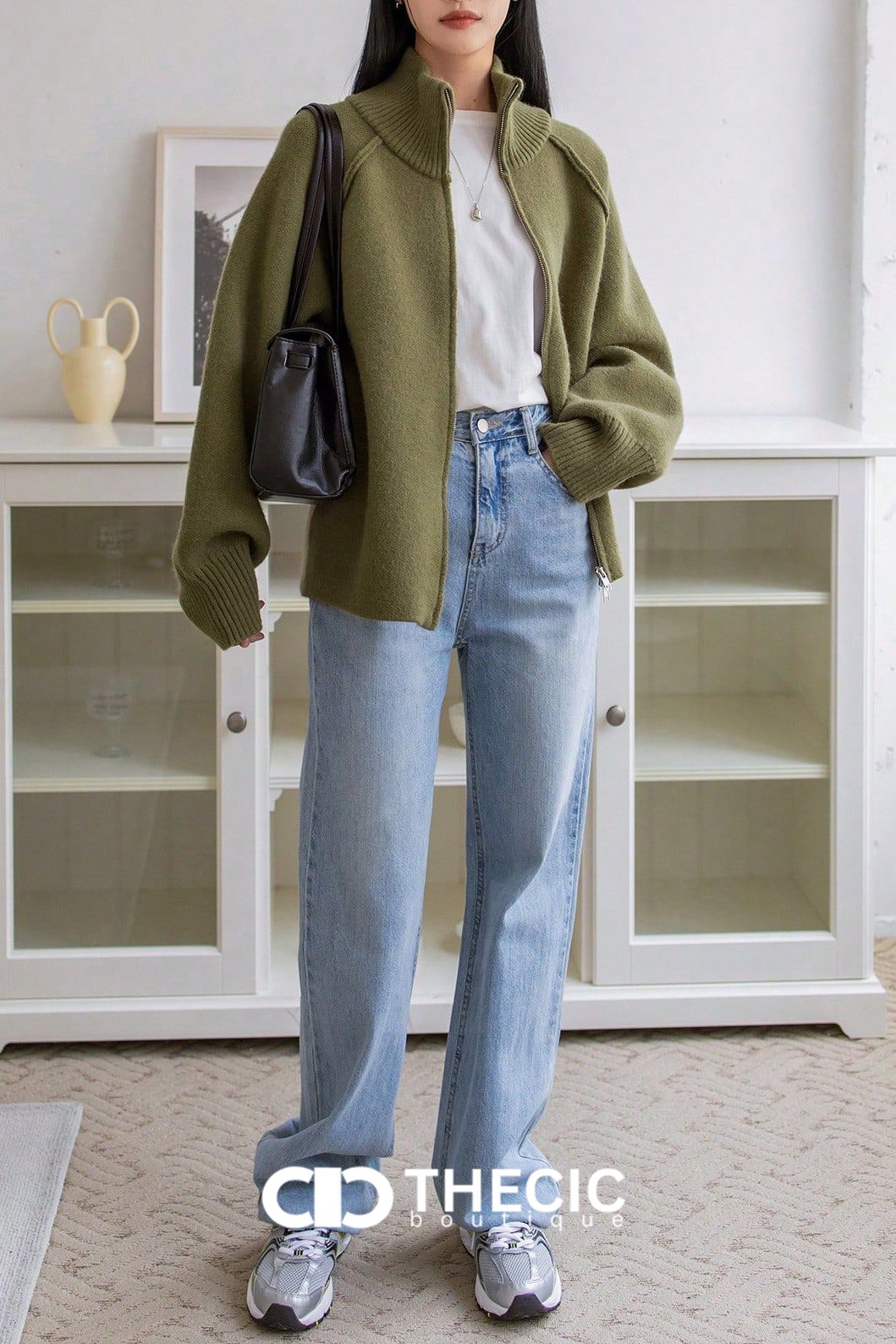 Knit Raglan Sleeve Full-Zip Jacket