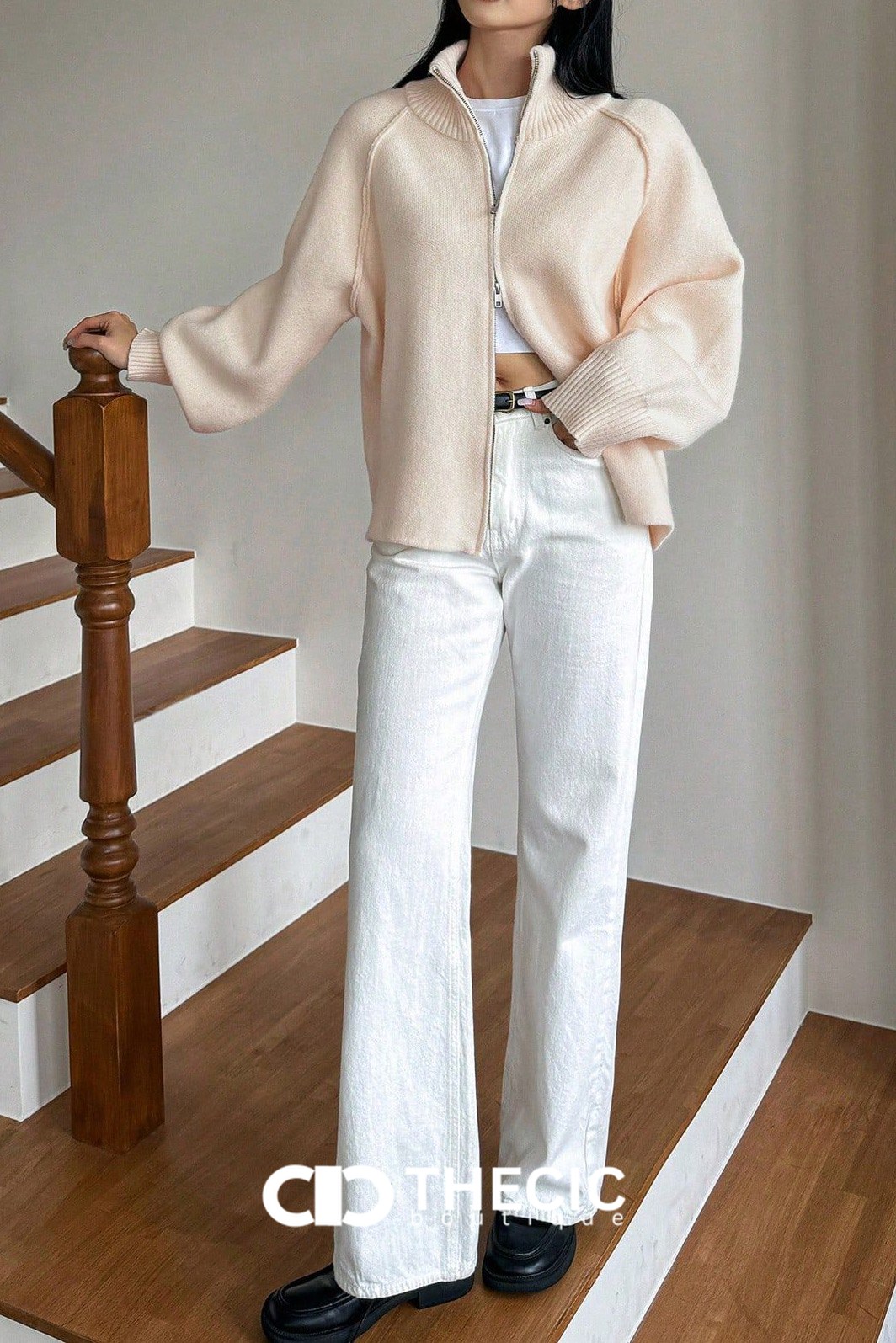 Knit Raglan Sleeve Full-Zip Jacket