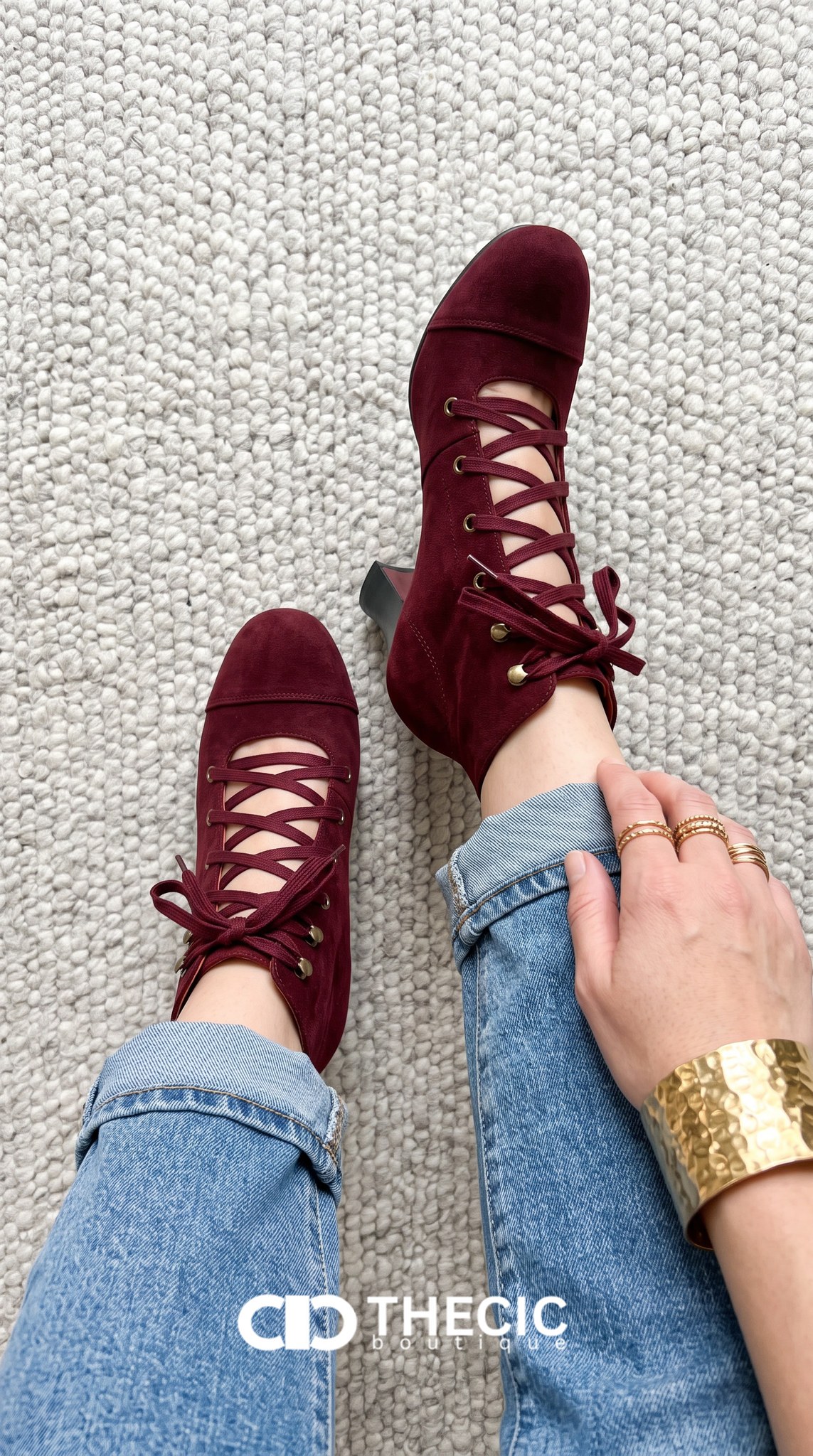Lace-Up Cap Toe Block Heel Ankle Boots