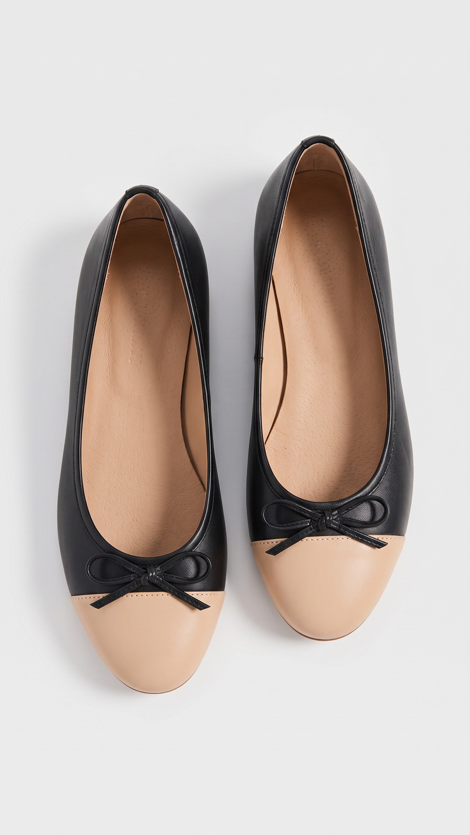 Leather Cap-Toe Bow Ballet Flats