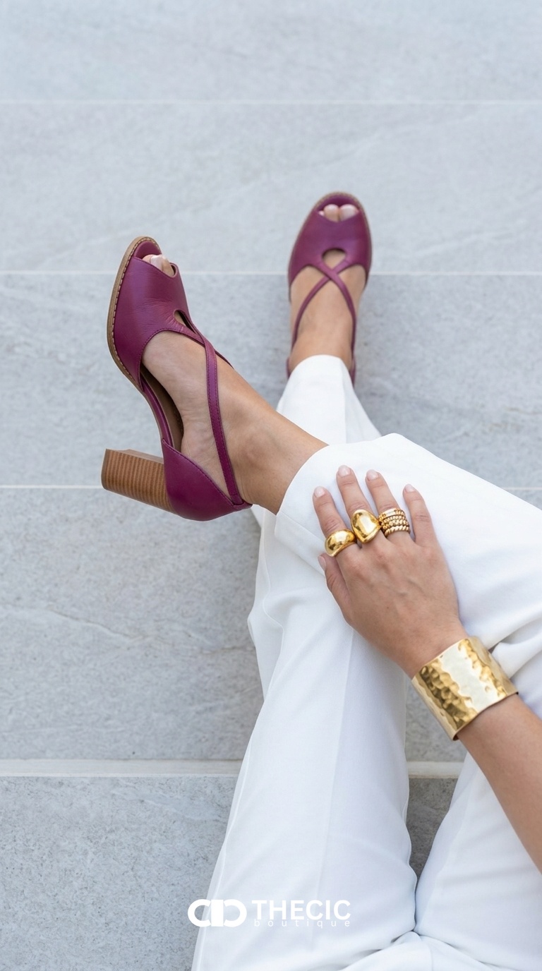 Leather Criss-Cross Strap Open-Toe Block Heel Sandals