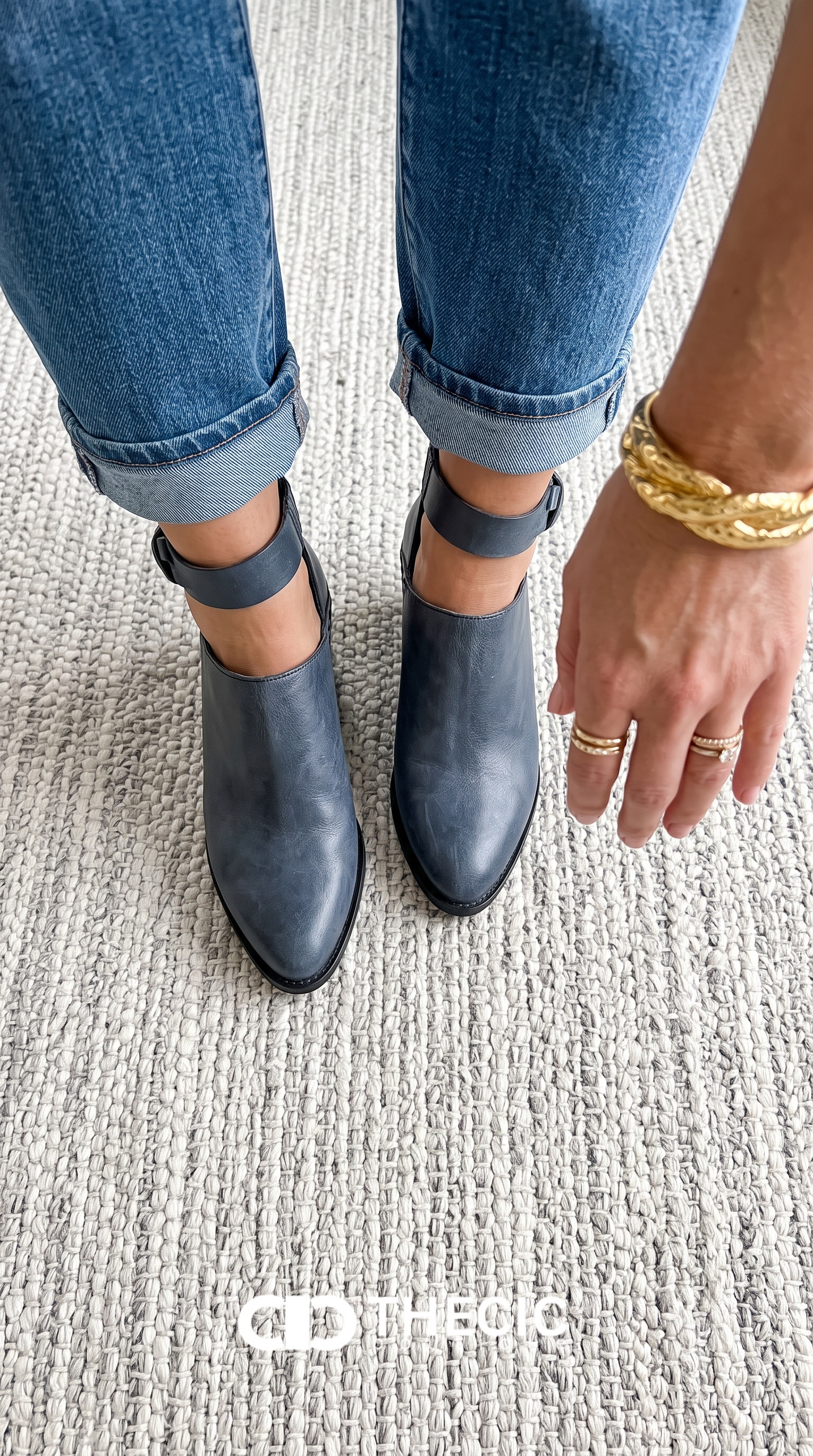 Leather Cutout Ankle Strap Block Heel Booties