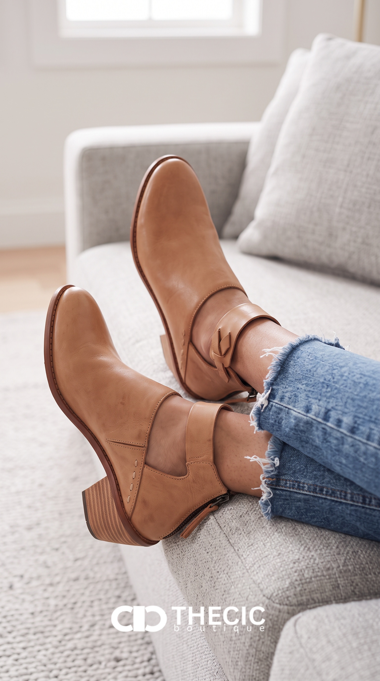 Leather Cutout Ankle Strap Block Heel Booties